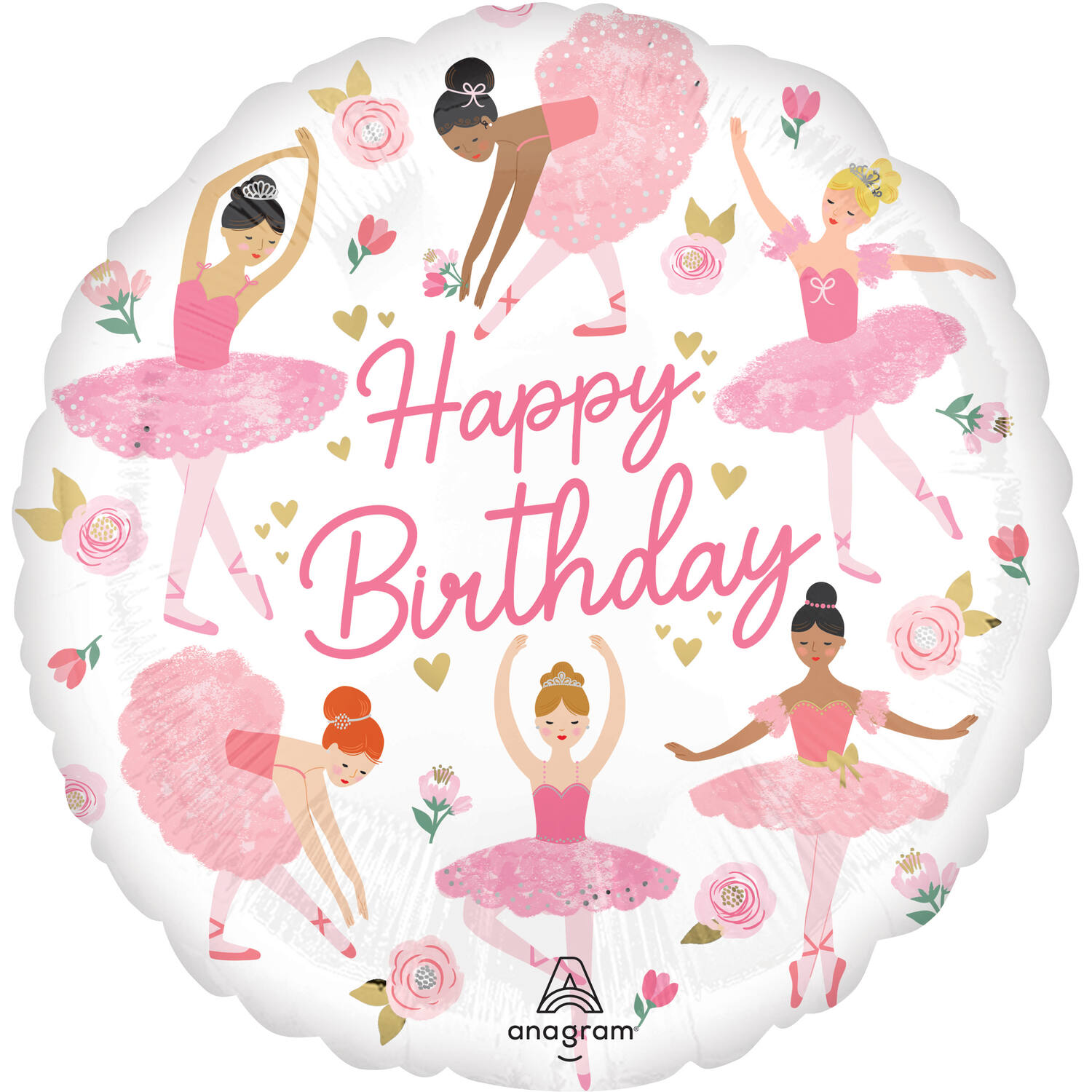 Foil Balloon - Ballerina "Happy Birthday" - 45 cm