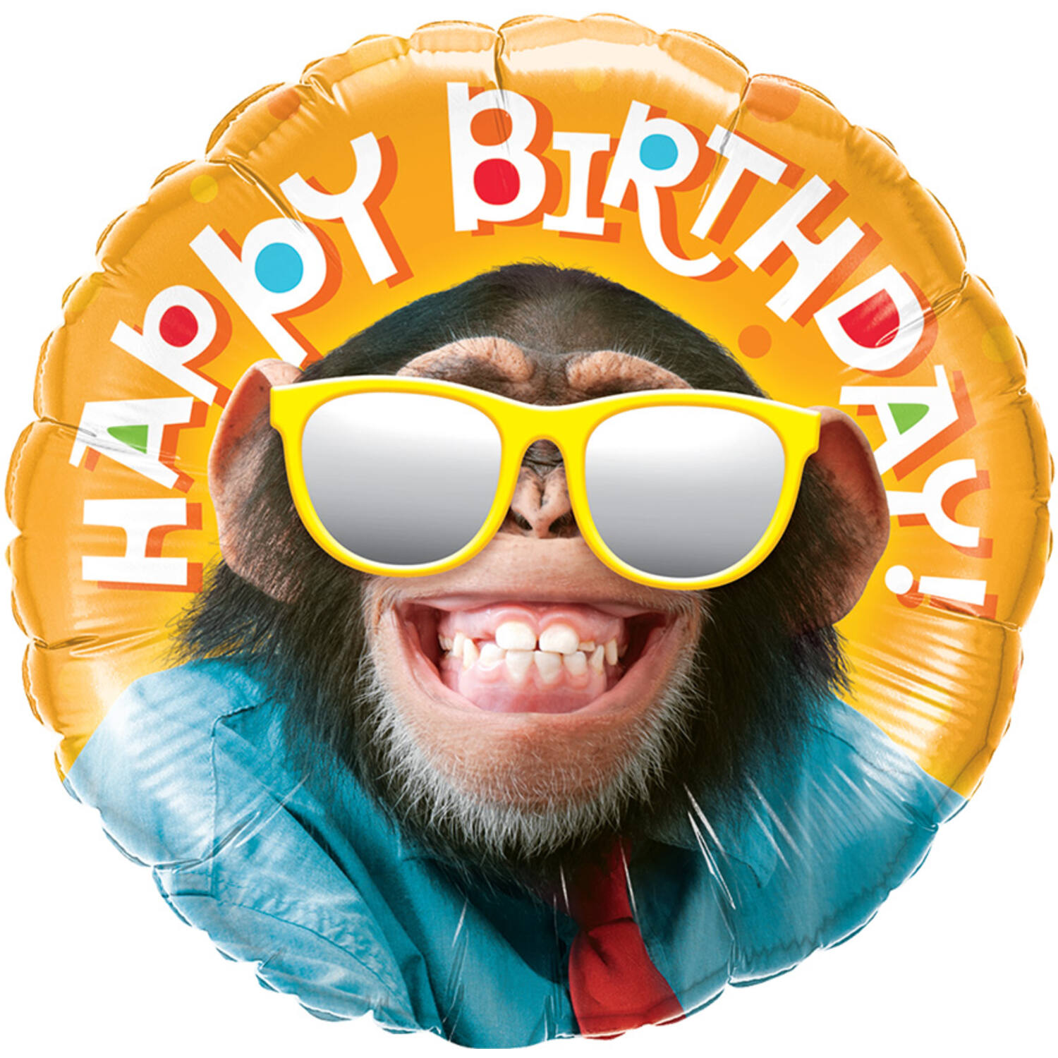 Foil Balloon - Laughing Chimpanzee - "HAPPY BIRTDAY"- 45 cm