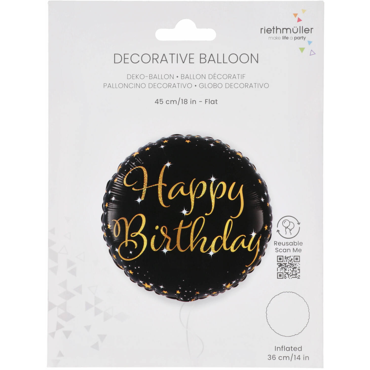 Standard Holographic Starlight Birthday Happy Birthday Foil Balloon C55 Packaged 45 cm