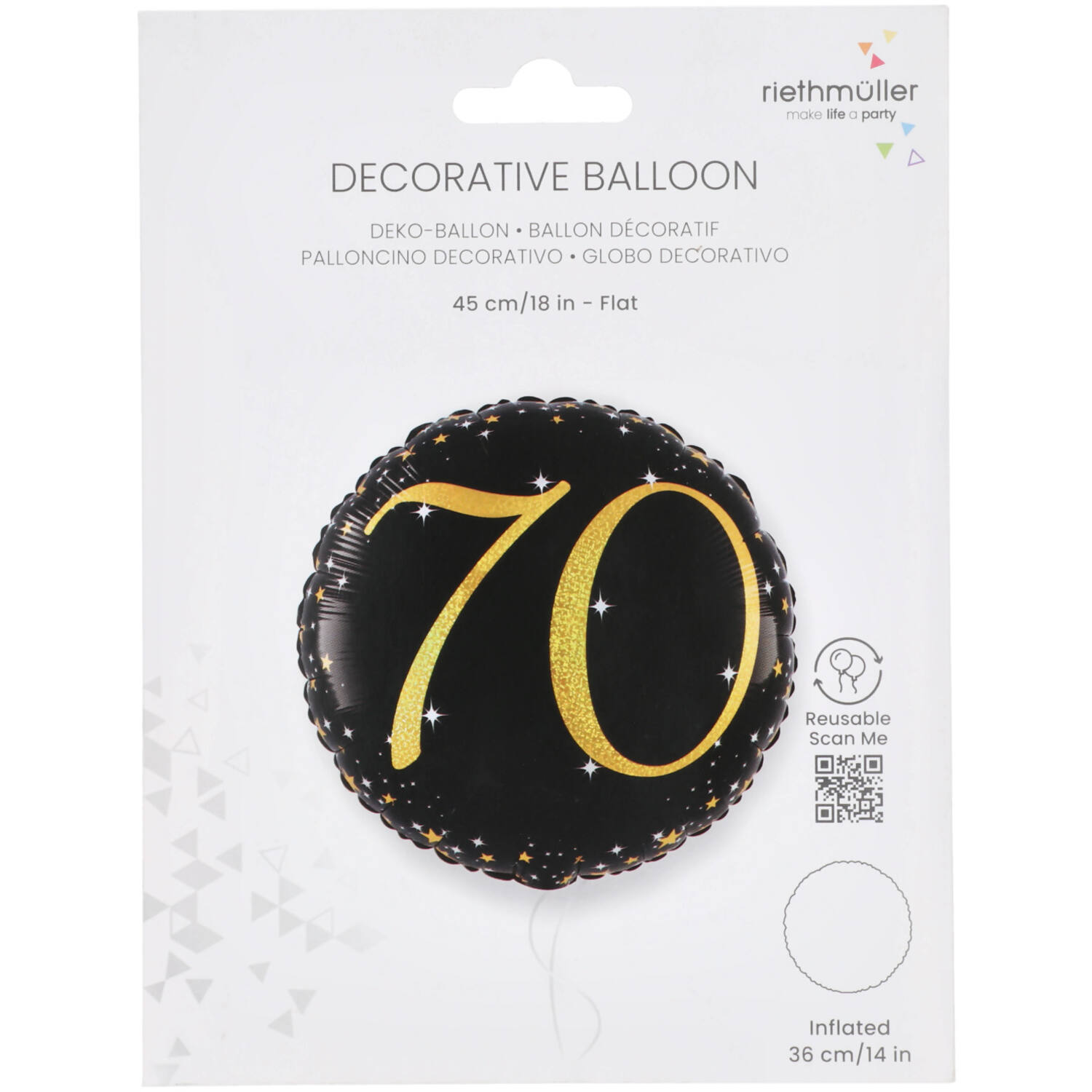 Standard Holographic Starlight Birthday 70 Foil Balloon C55 Packaged 45 cm