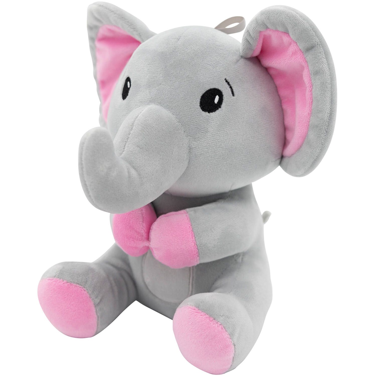 2-in-1 plush toy balloon weight elephant with pink ears, with loop, 21cm, 170g