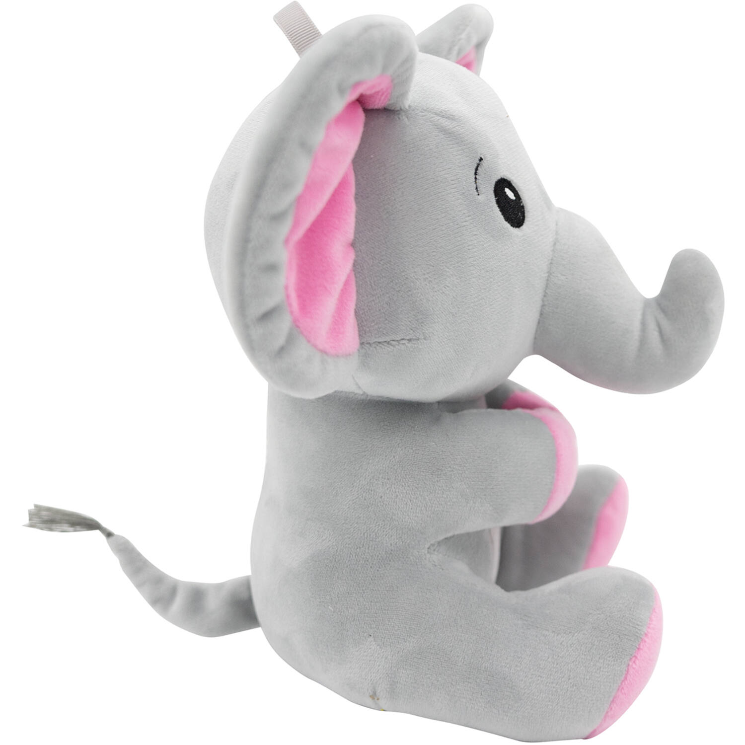 2-in-1 plush toy balloon weight elephant with pink ears, with loop, 21cm, 170g