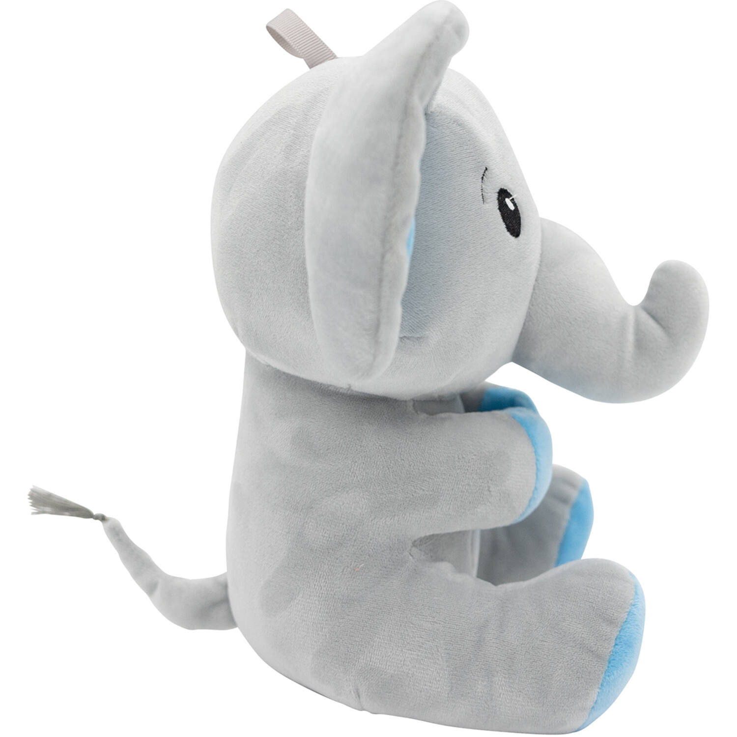 2-in-1 plush toy balloon weight elephant with blue ears, with loop, 21cm, 170g