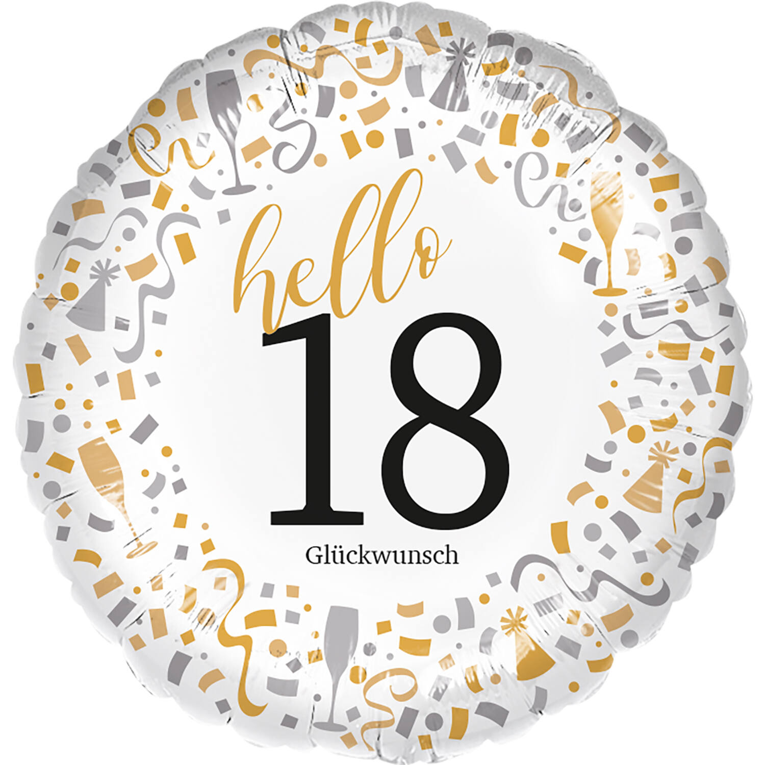 Standard - Hello 18 - GER Foil Balloon RP40 Packaged 45 cm