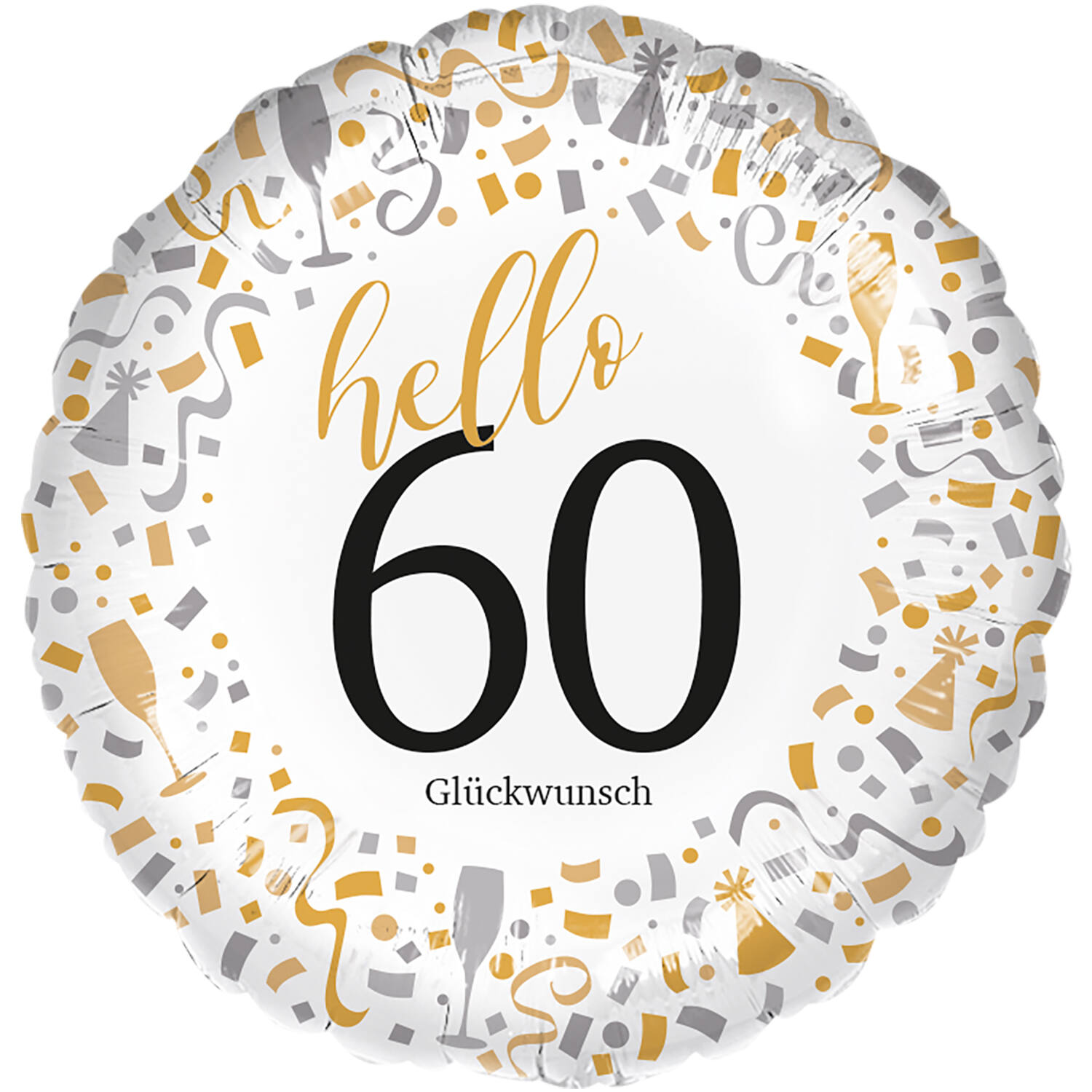 Standard - Hello 60 - GER Foil Balloon RP40 Packaged 45 cm