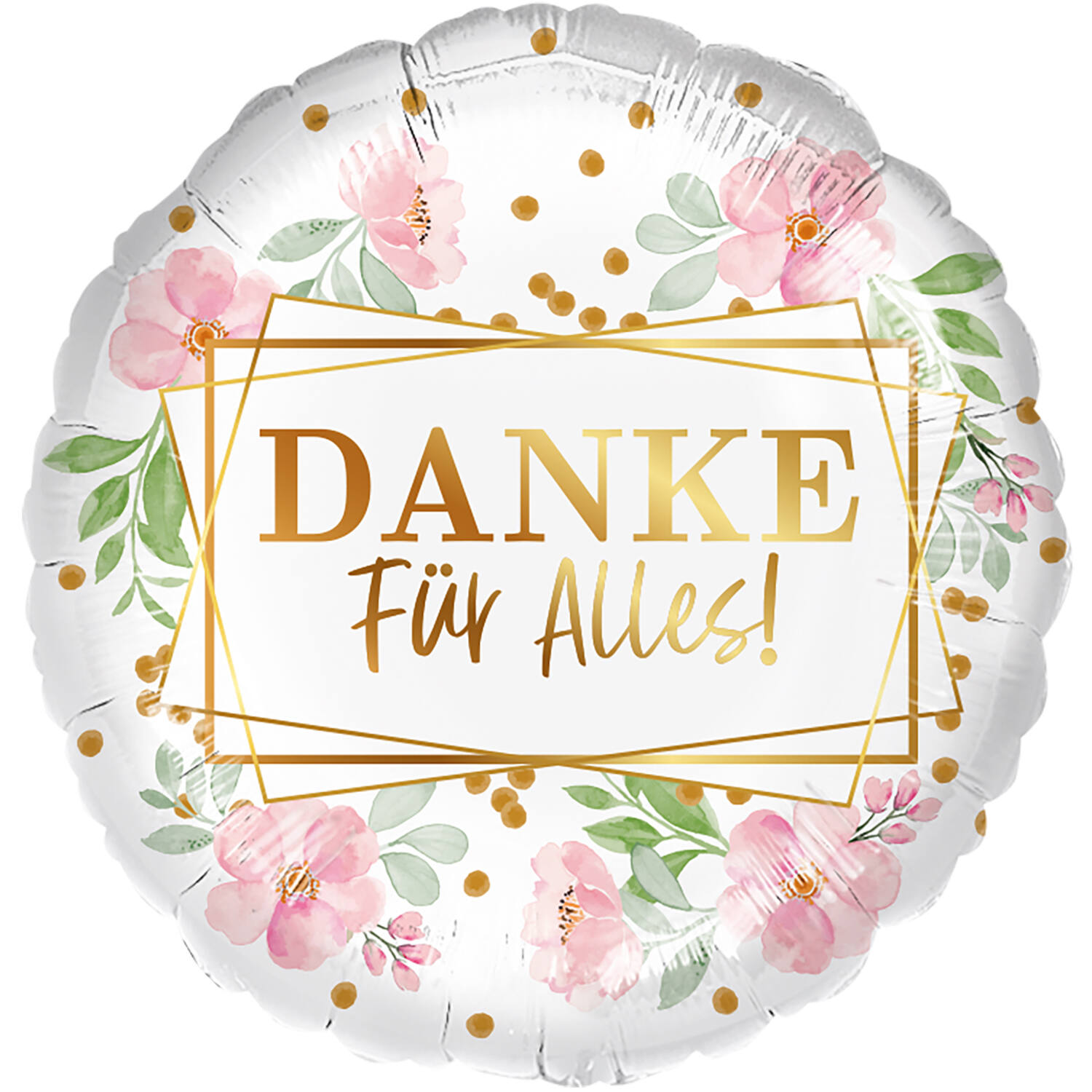 Standard - Danke für Alles Blüten - GER Foil Balloon RP40 Packaged 45 cm