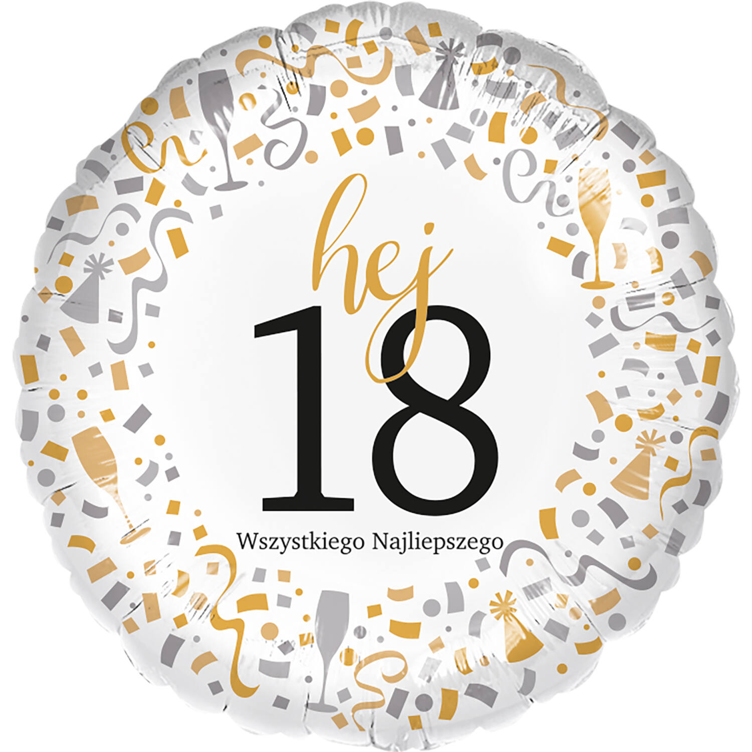 Standard - Hej 18 - POL Foil Balloon RP40 Packaged 45 cm