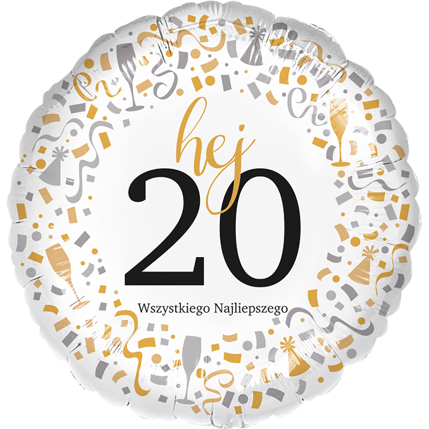 Standard - Hej 20 - POL Foil Balloon RP40 Packaged 45 cm