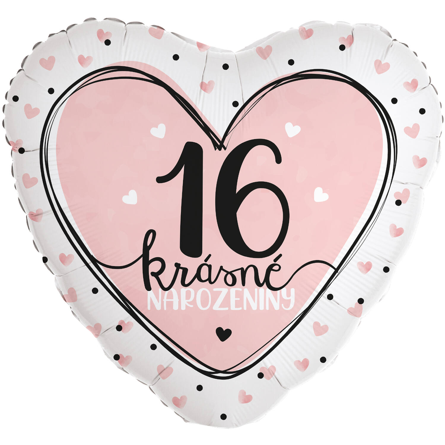 Standard Heart - 16. Krasne narozeniny - CZE Foil Balloon RP40 Packaged 45 cm