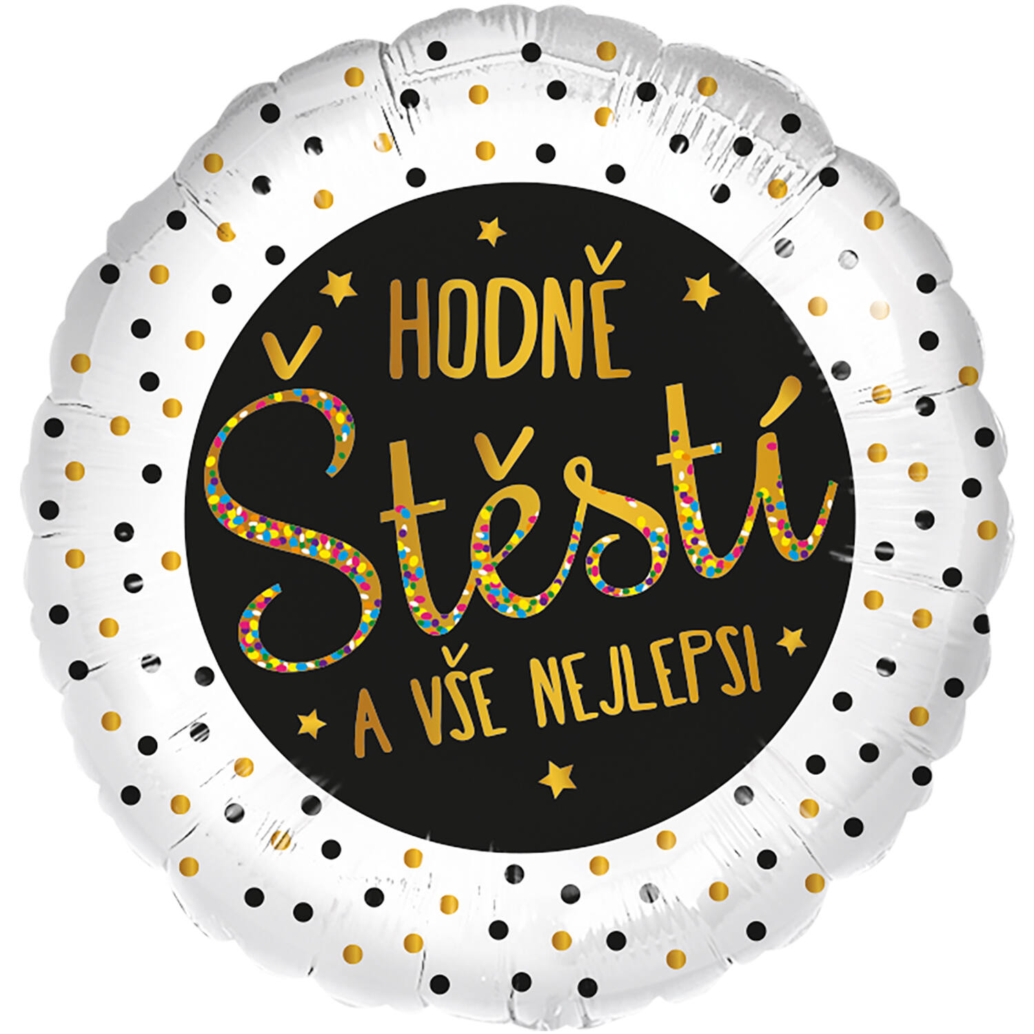 Standard - Hodne stesti a vse nejlepsi - CZE Foil Balloon RP40 Packaged 45 cm