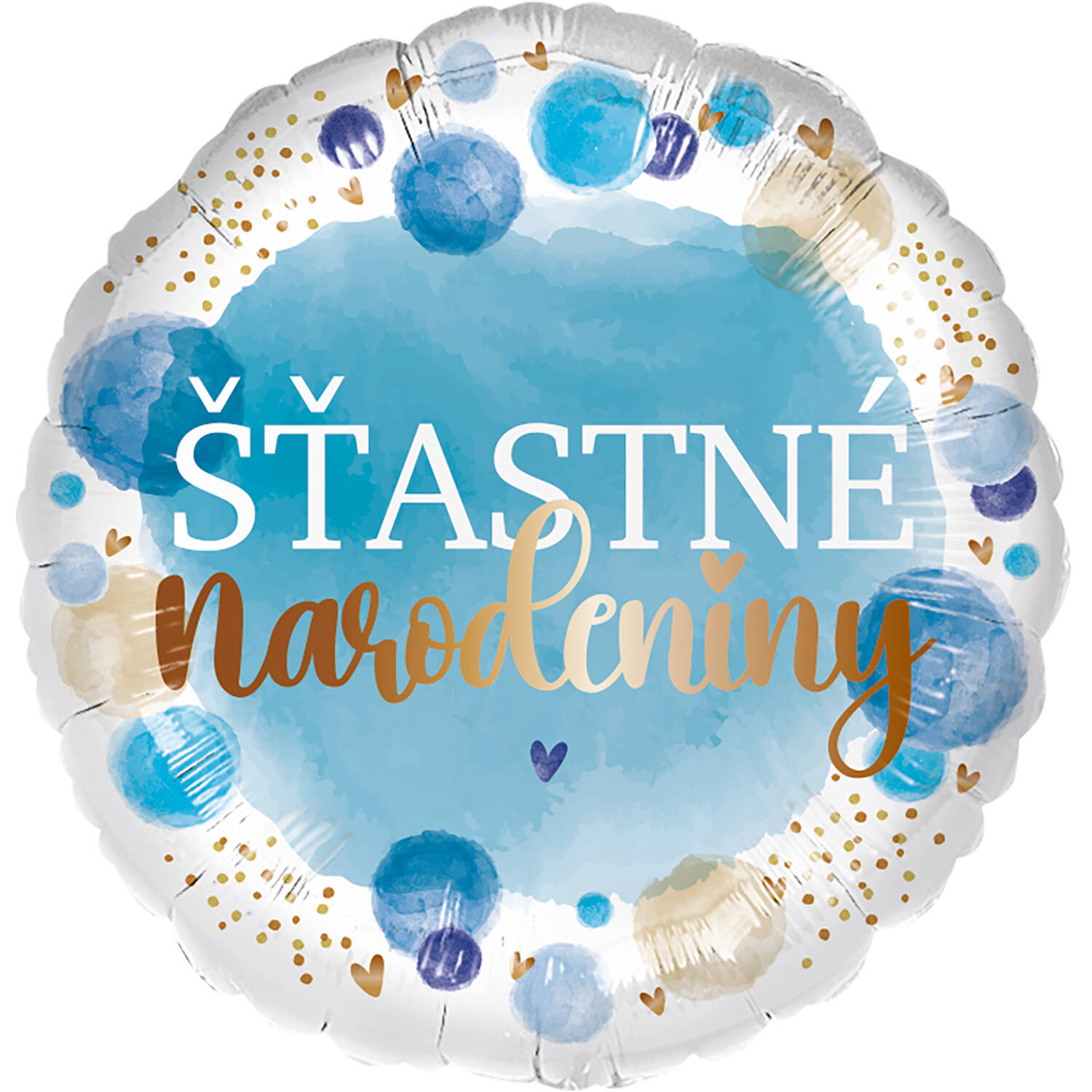 Standard - stastne narodeniny blue - SLO Foil Balloon RP40 Packaged 45 cm