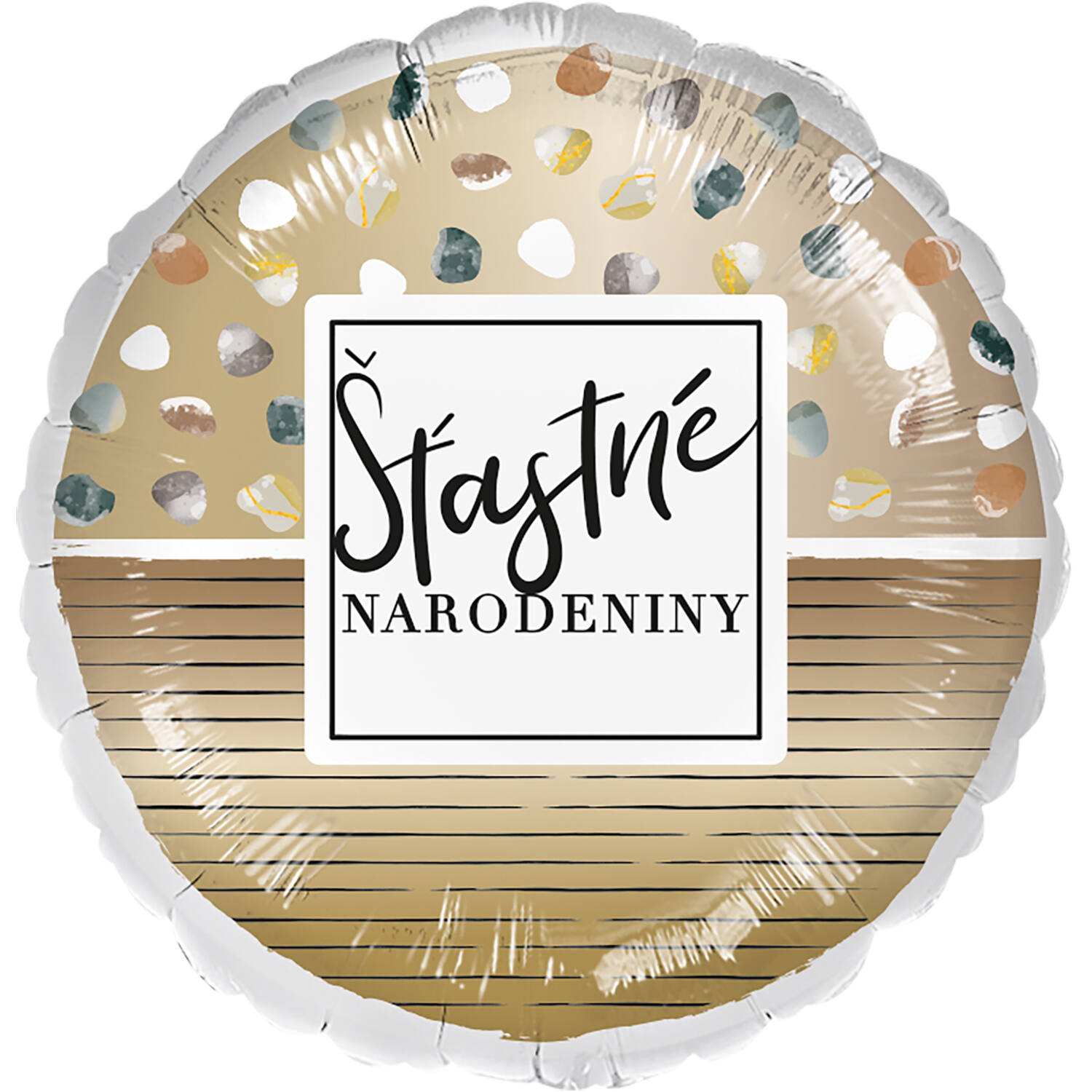 Standard - Narodeniny bodky & pruzky - SLO Foil Balloon RP40 Packaged 45 cm