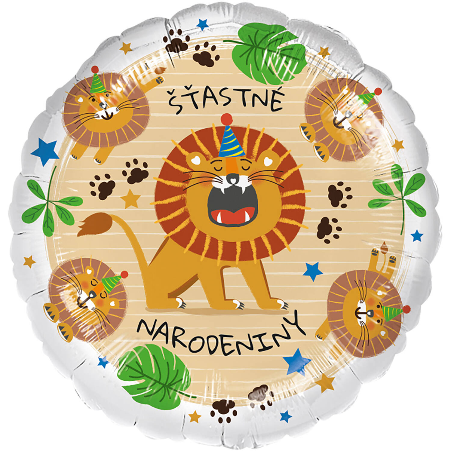Standard - stastne narodeniny lev - SLO Foil Balloon RP40 Packaged 45 cm