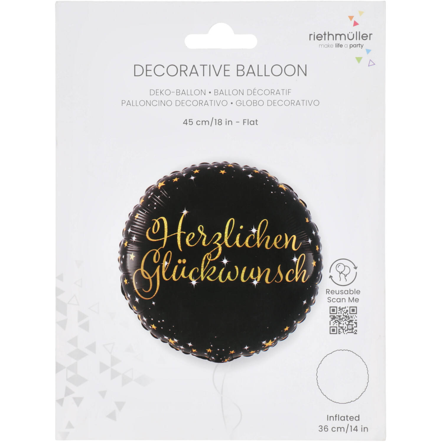 Standard Holographic Starlight Birthday Glückwunsch Foil Balloon C55 Packaged 45 cm