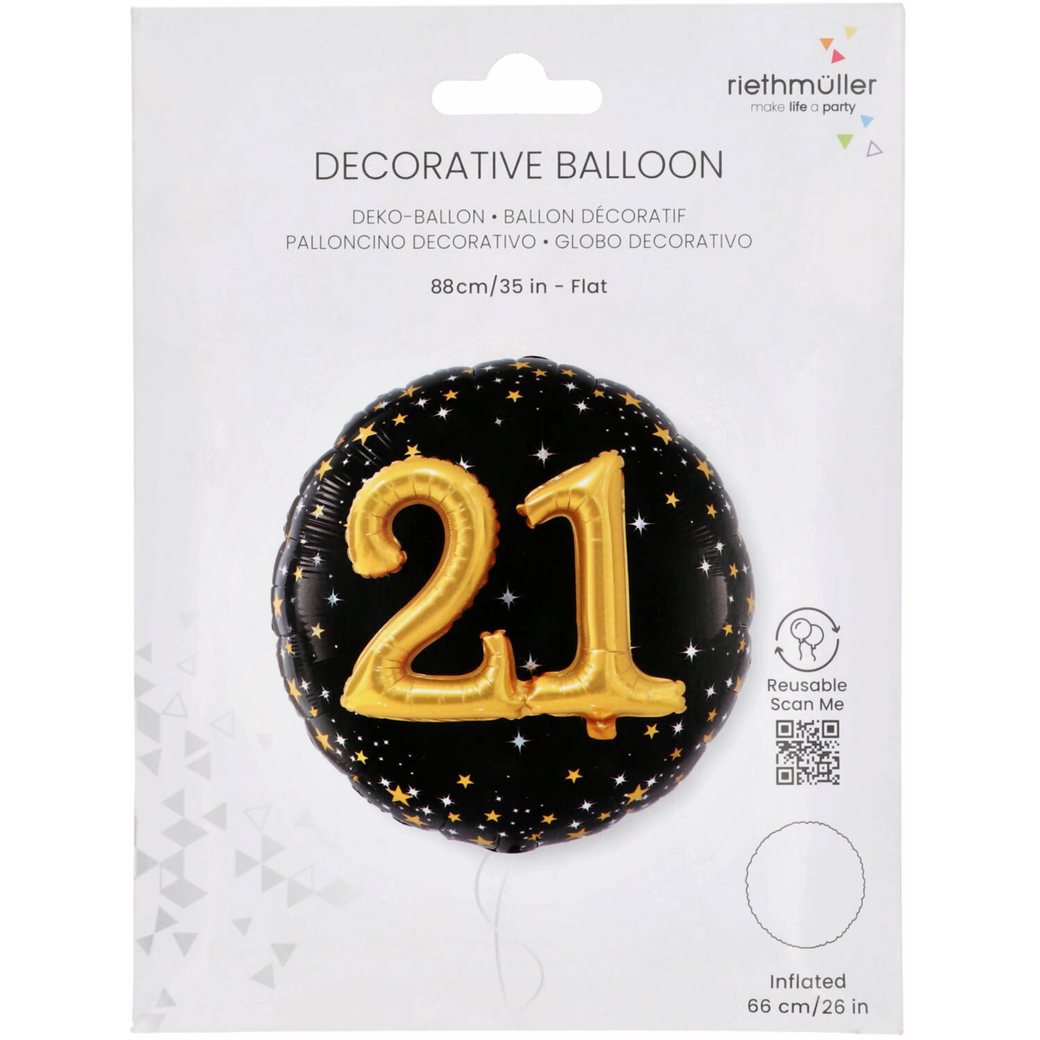 Multi Holographic Starlight Birthday 21 Foil Balloon R75 Packaged 91 cm