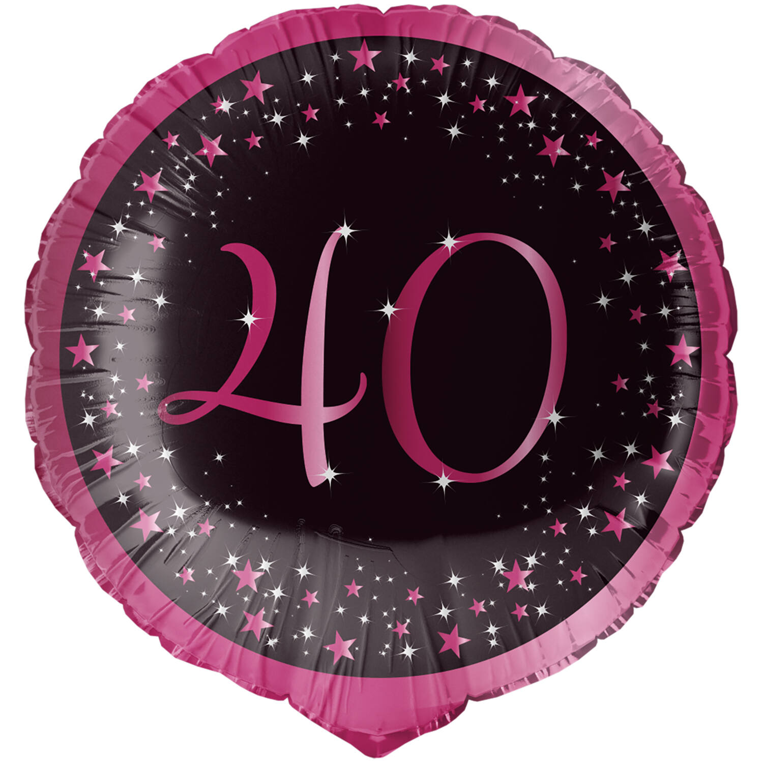 Standard Holographic Starlight Birthday Pink 40 Foil Balloon C55 Packaged 45 cm