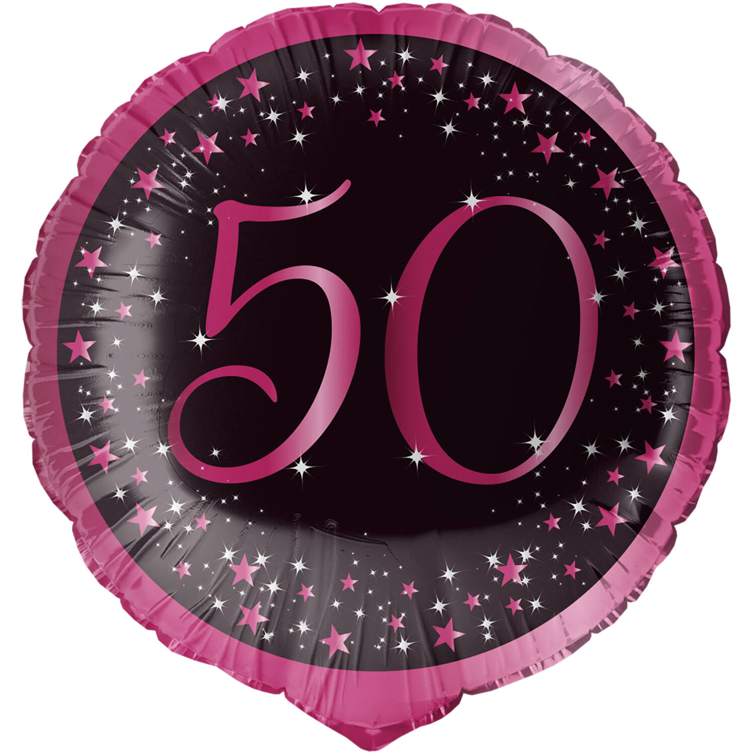 Standard Holographic Starlight Birthday Pink 50 Foil Balloon C55 Packaged 45 cm