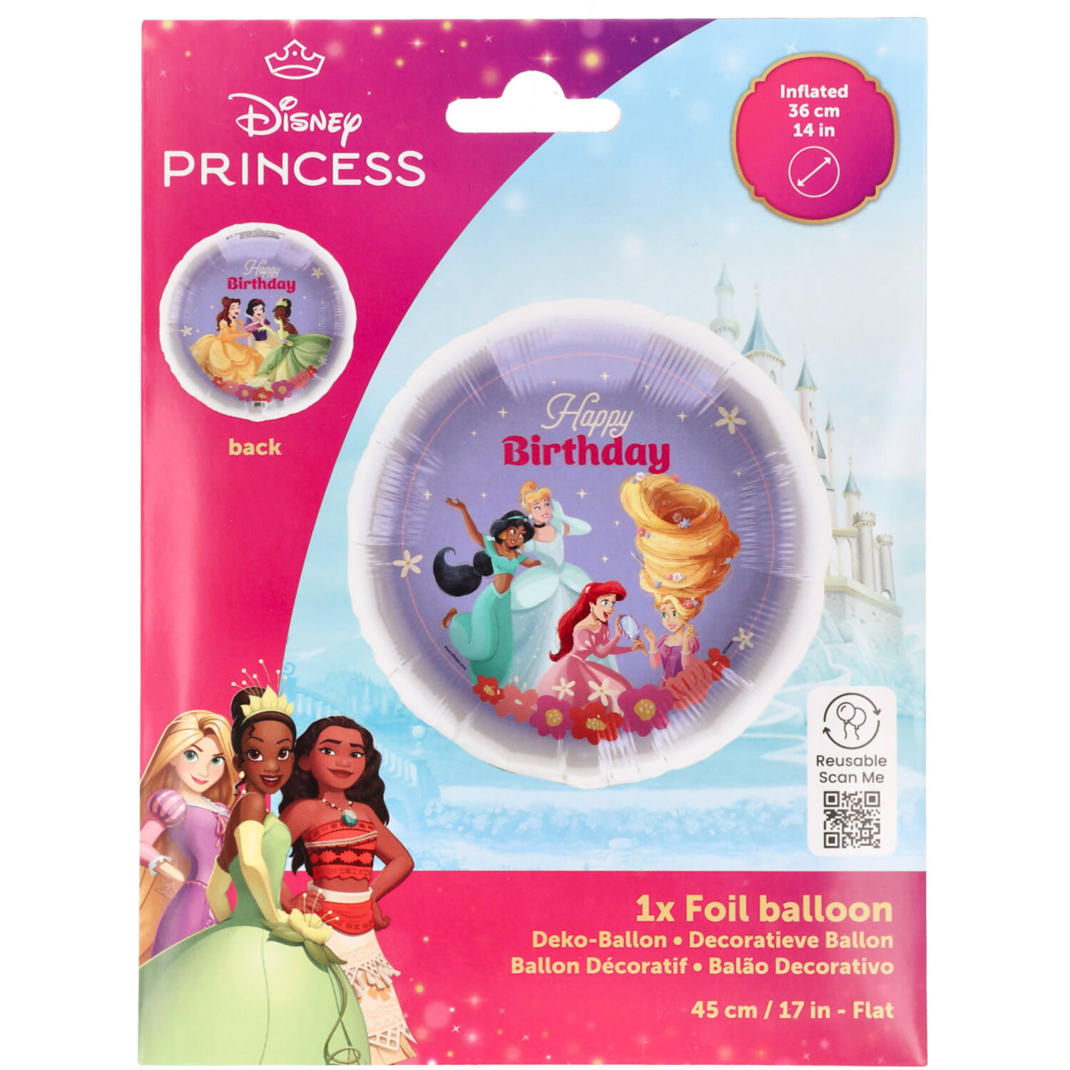 Foil Balloon - Disney Princesses "Happy Birthday" - 45 cm