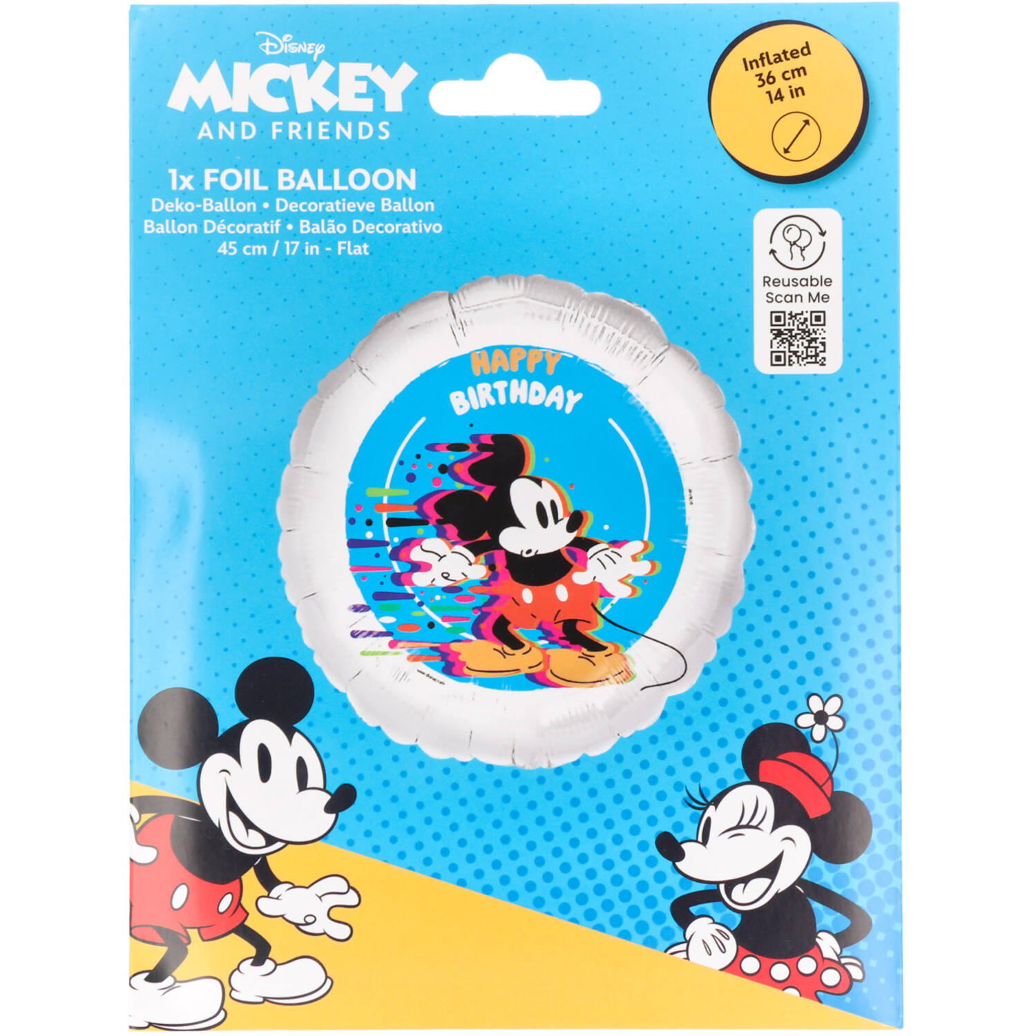 Foil Balloon - Mickey Mouse "HAPPY BIRTHDAY" - 45 cm