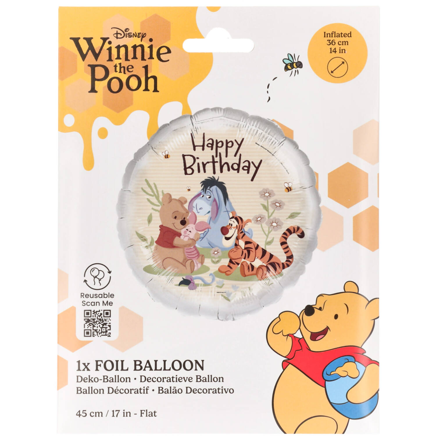 Foil Balloon - Winnie the Pooh and Friends "Happy Birthday" - 45 cm