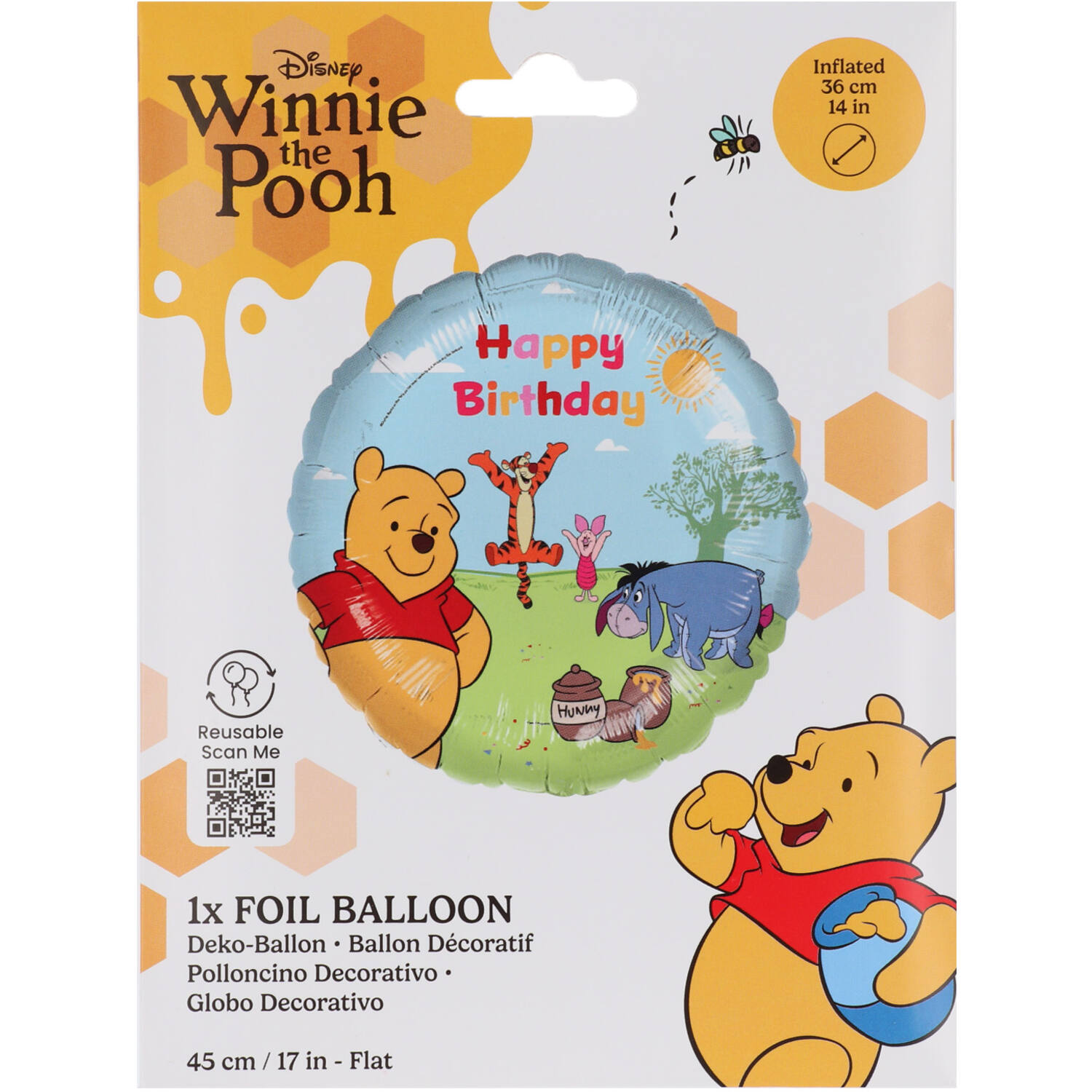 Foil Balloon - Winnie the Pooh "Happy Birthday" - 45 cm