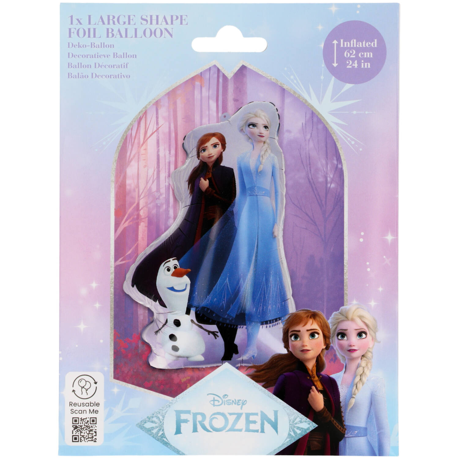 Foil Balloon - Shaped Anna & Elsa, Olaf - Frozen - 45 x 63 cm