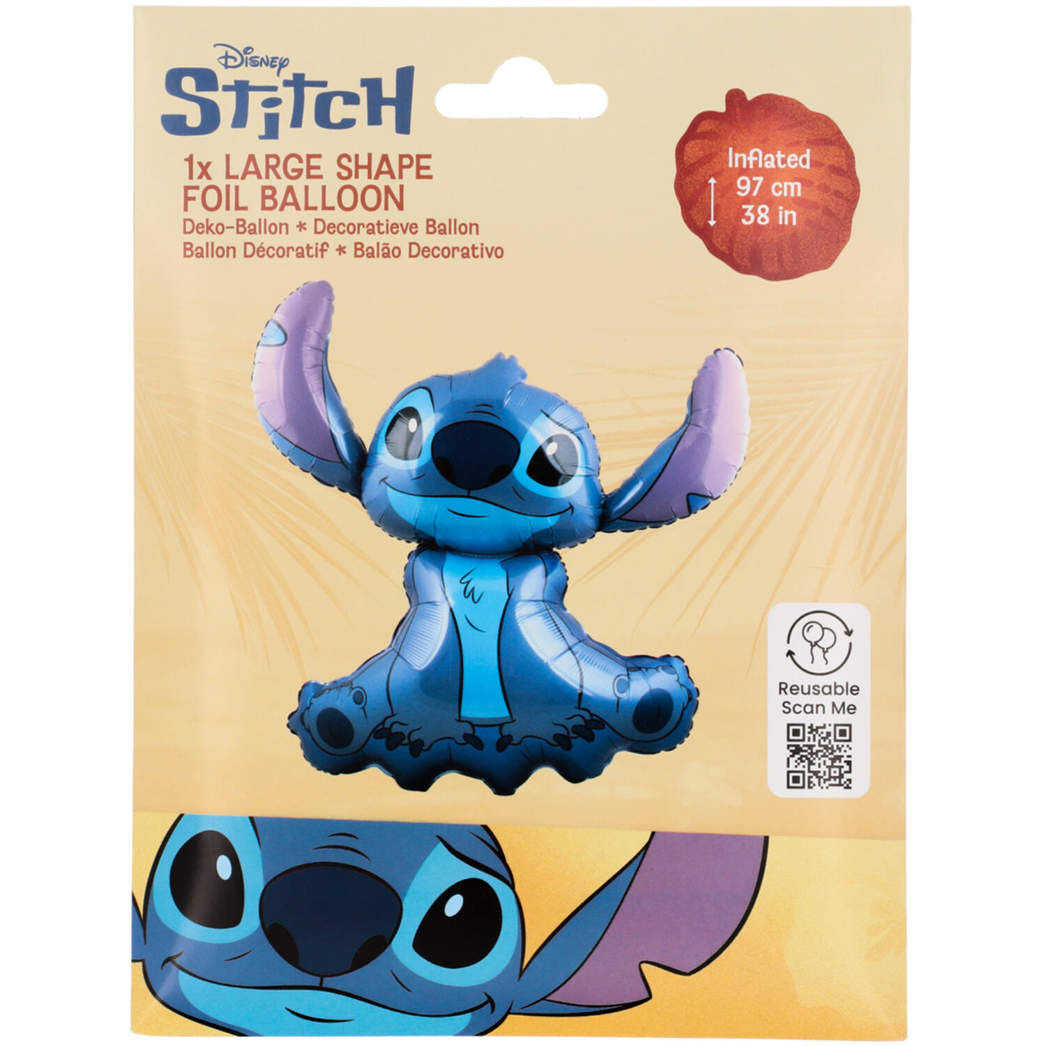 Foil Balloon - Shaped Stitch - 90 x 97 cm