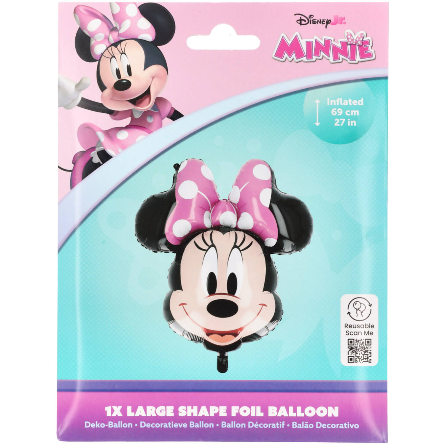 Foil Balloon - Shaped Minnie Mouse Head - 63 x 69 cm
