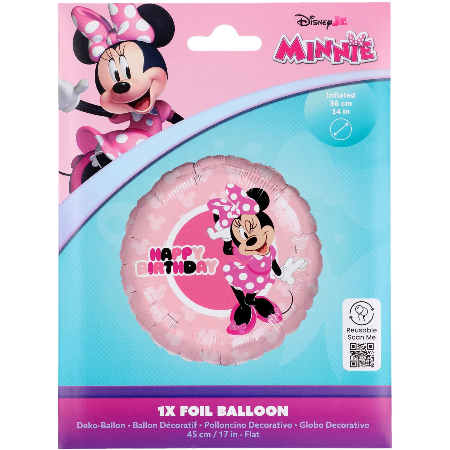 Foil Balloon - Minnie Mouse "Happy Birthday" - 45 cm