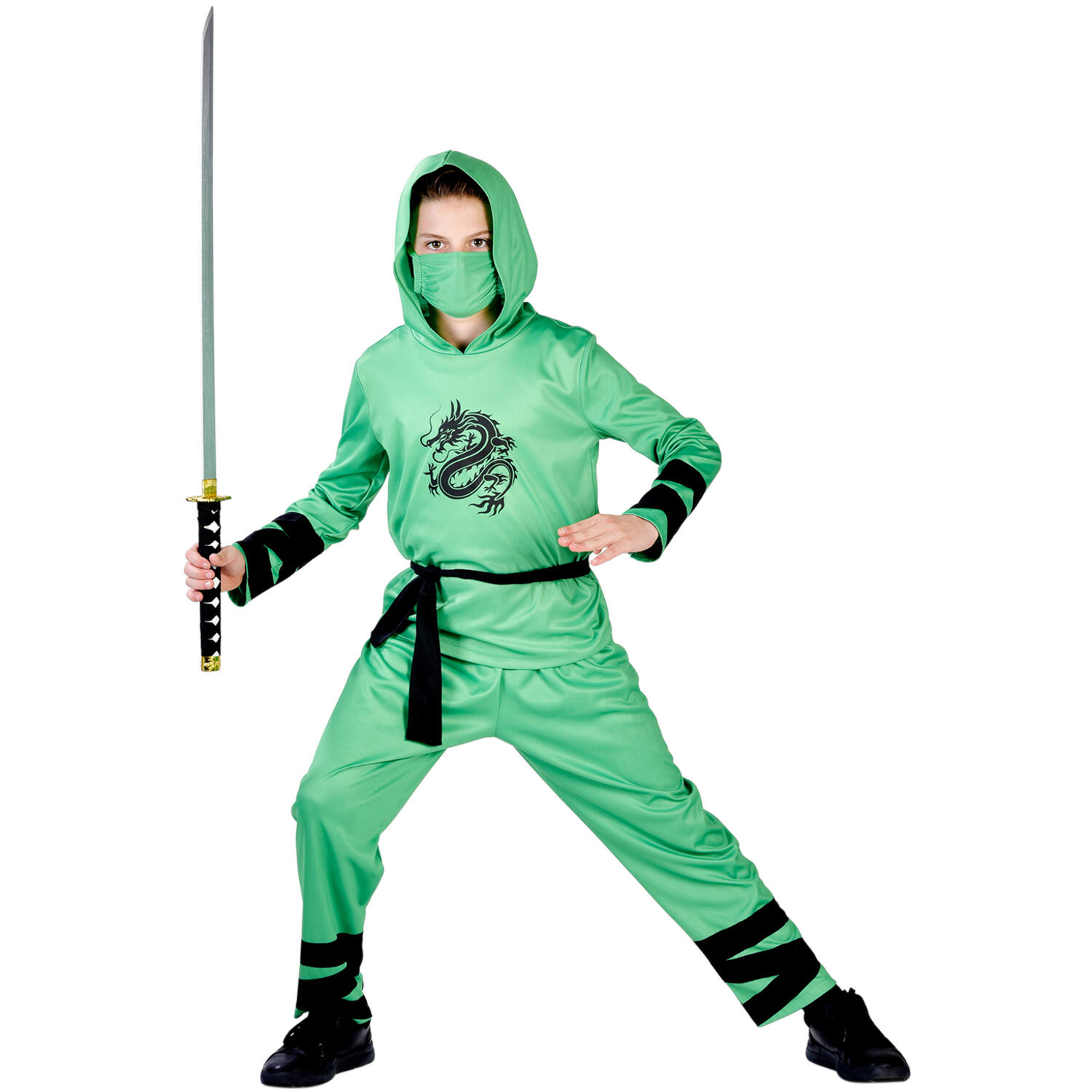 Child Costume Ninja Legend Green Age 12 - 14 Years