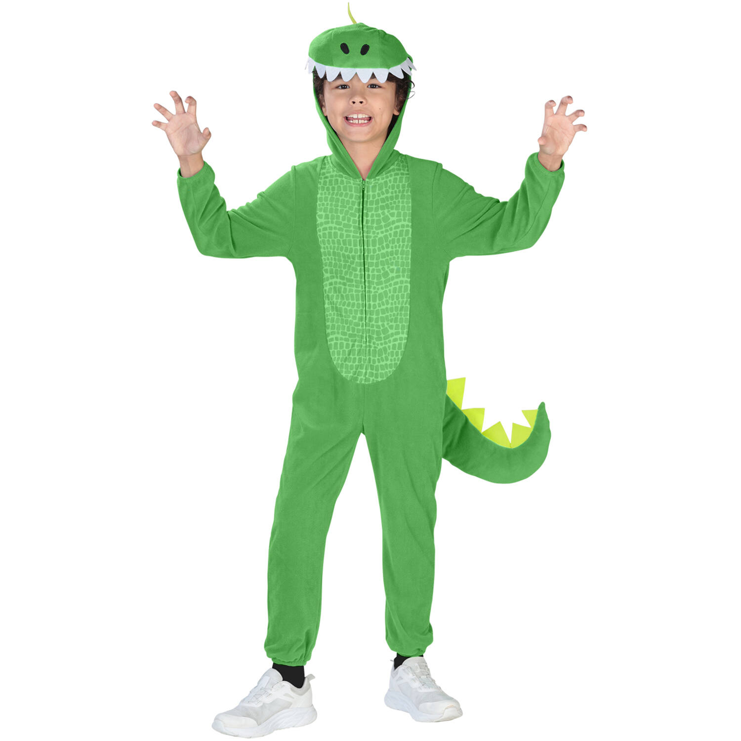 Child Costume Green Dinosaur Fleece Onesie Age 6-8 Years