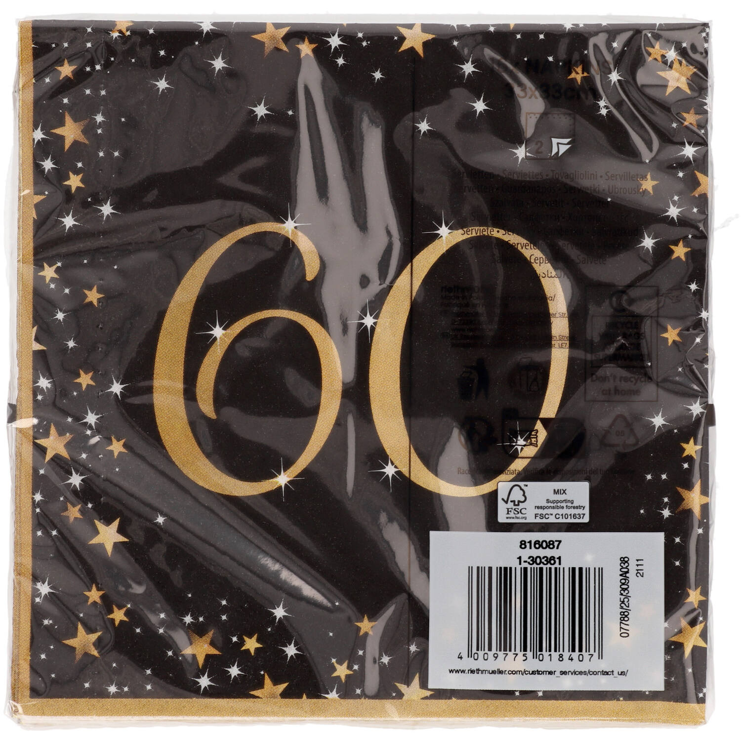 16 Napkins 60 Starlight Birthday 33 x 33 cm