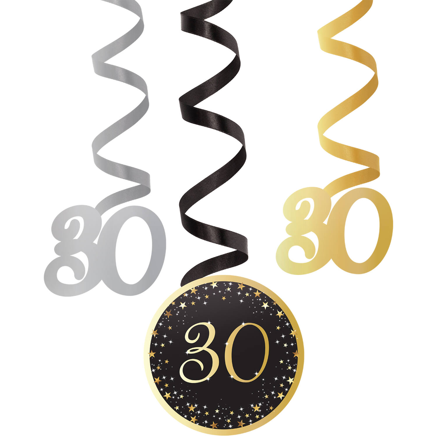 6 Swirl Decorations 30 Starlight Birthday Paper / Foil 61 cm