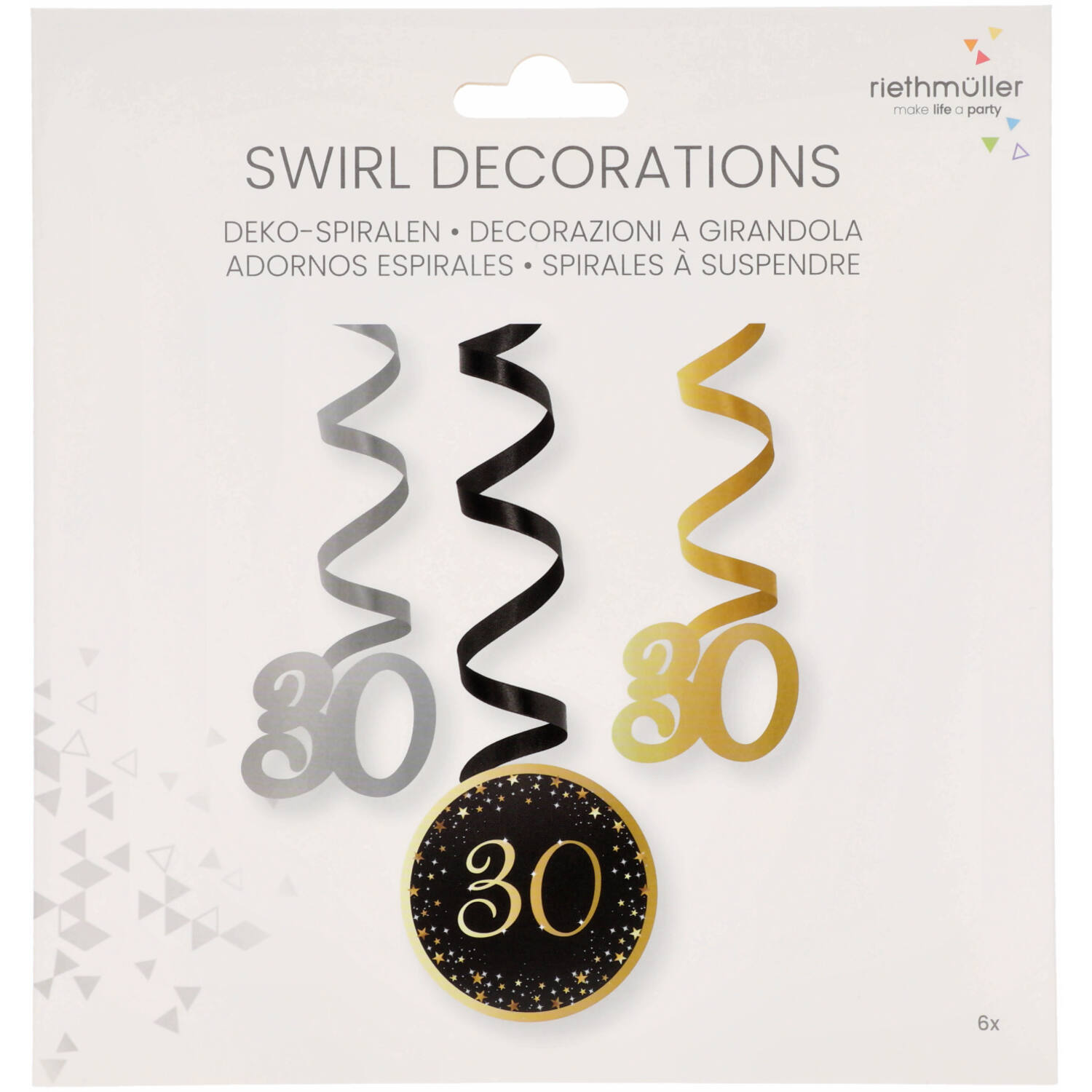 6 Swirl Decorations 30 Starlight Birthday Paper / Foil 61 cm