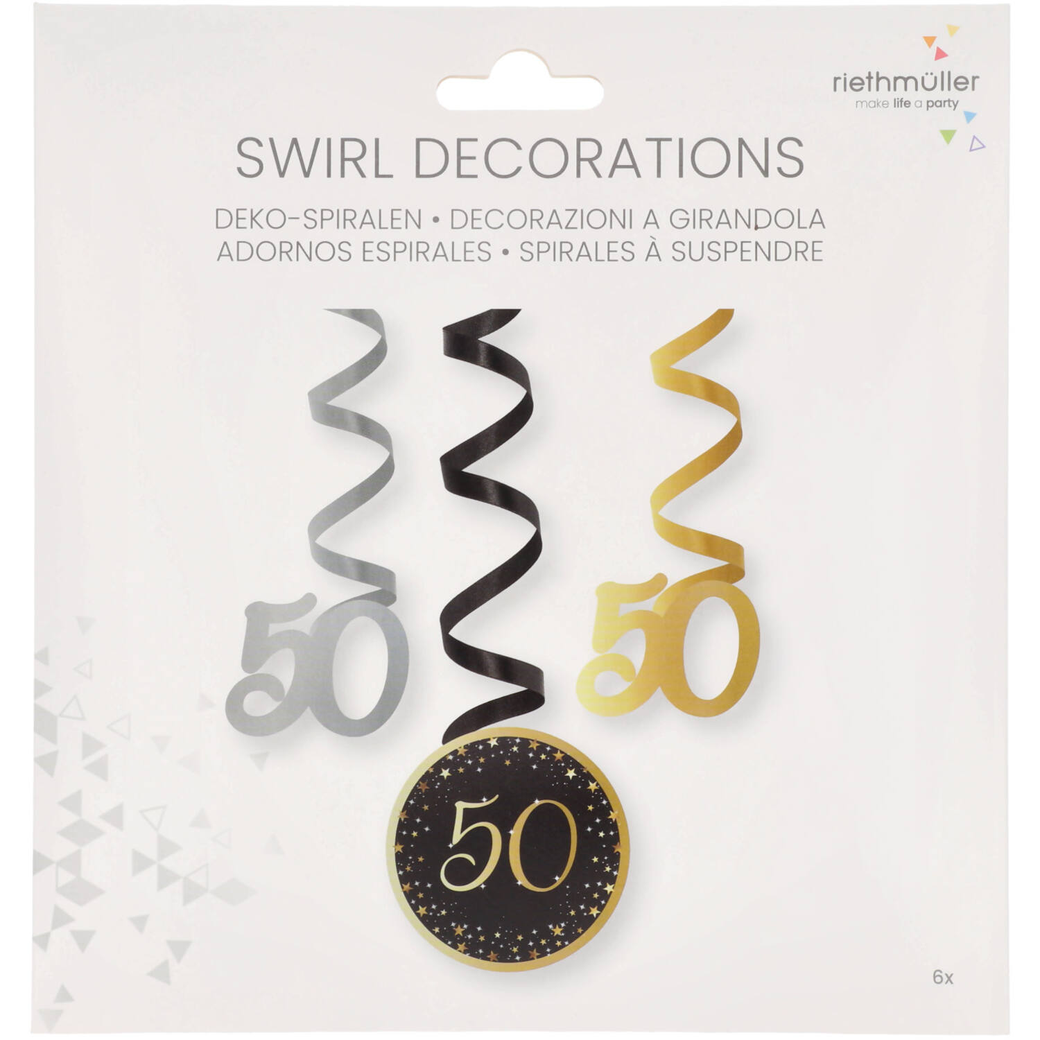 6 Swirl Decorations 50 Starlight Birthday Paper / Foil 61 cm
