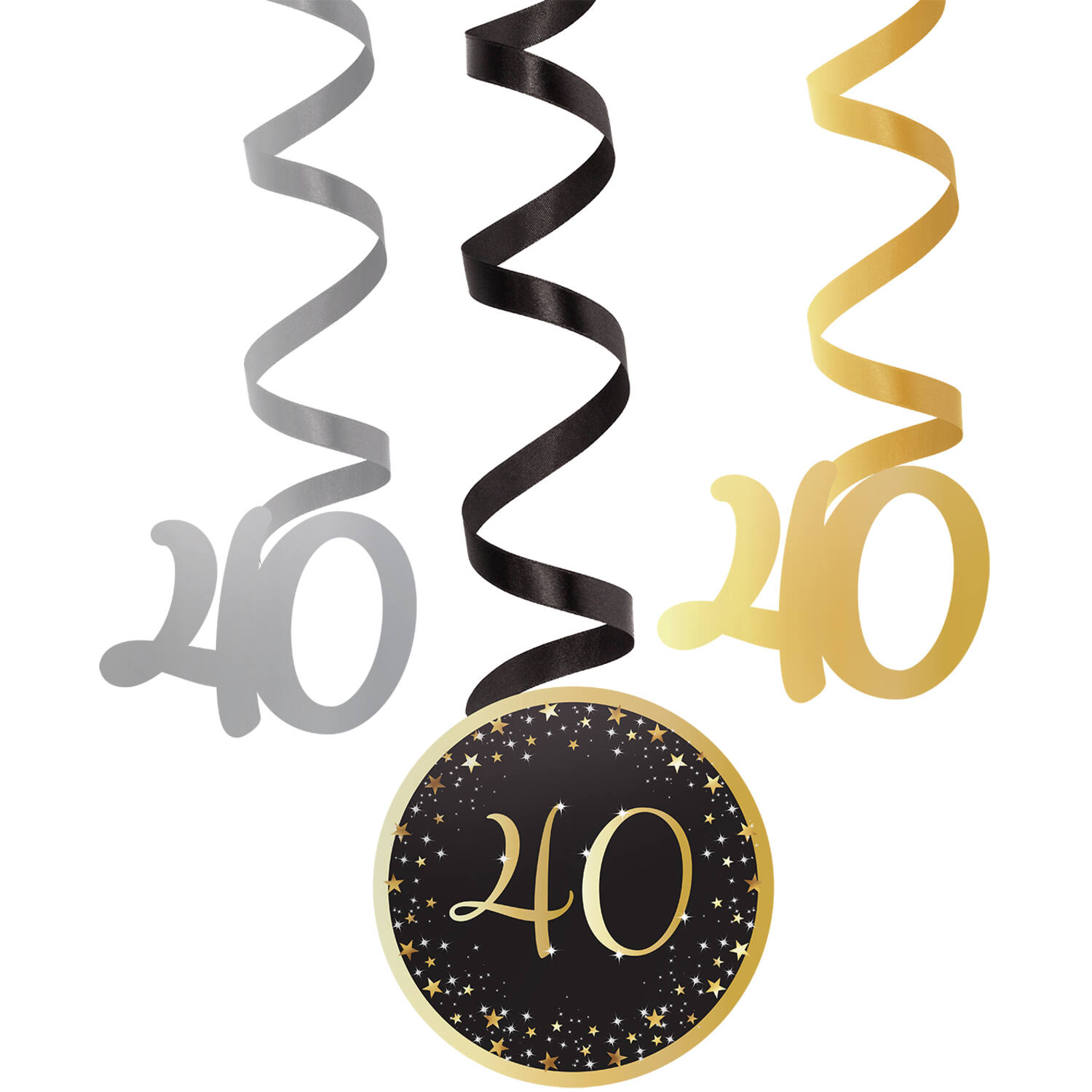 6 Swirl Decorations 40 Starlight Birthday Paper / Foil 61 cm