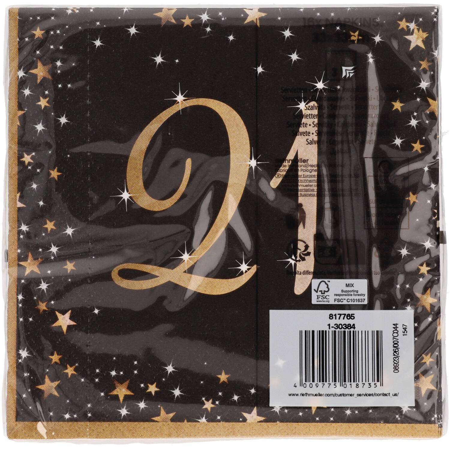 16 Napkins 21 Starlight Birthday 33 x 33 cm