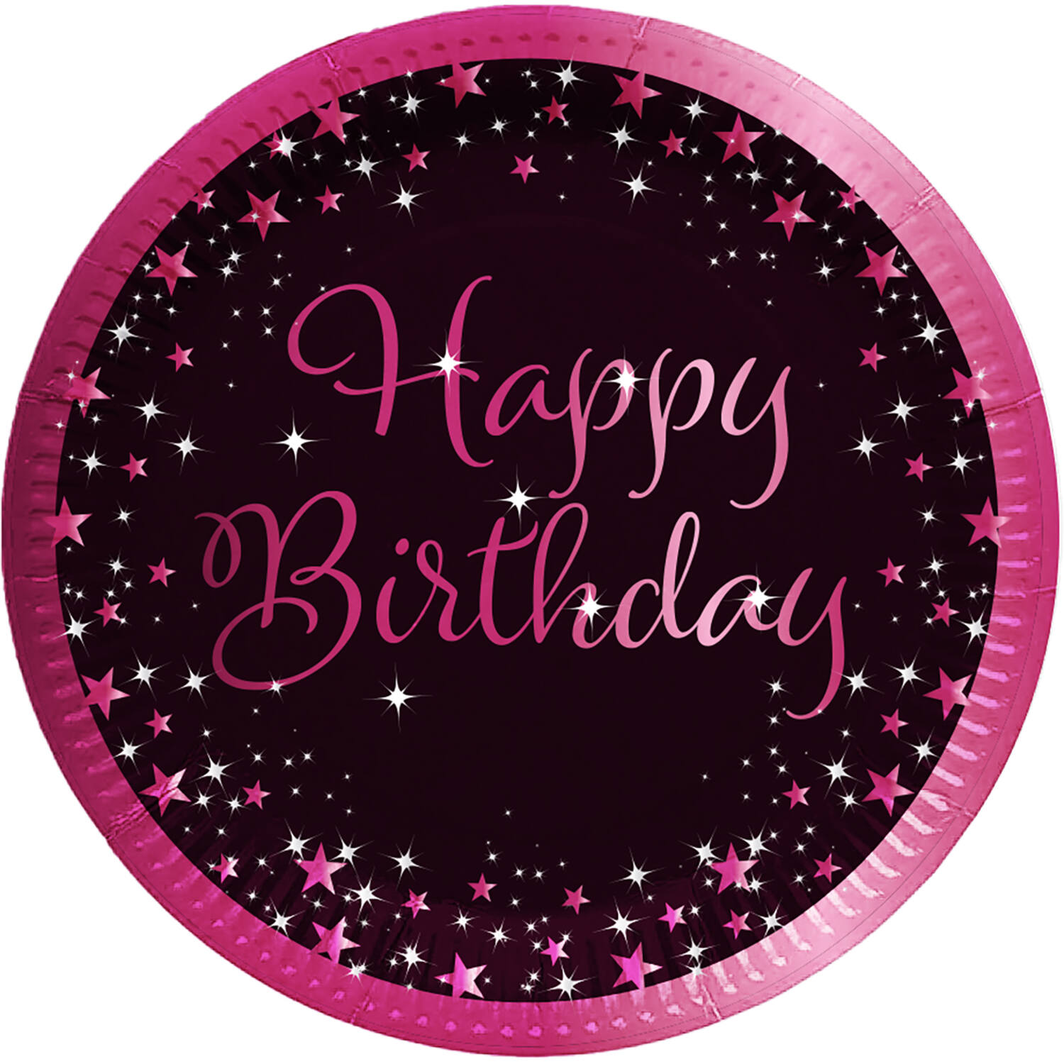 8 Plates Starlight Birthday Pink Happy Birthday Paper 23 cm