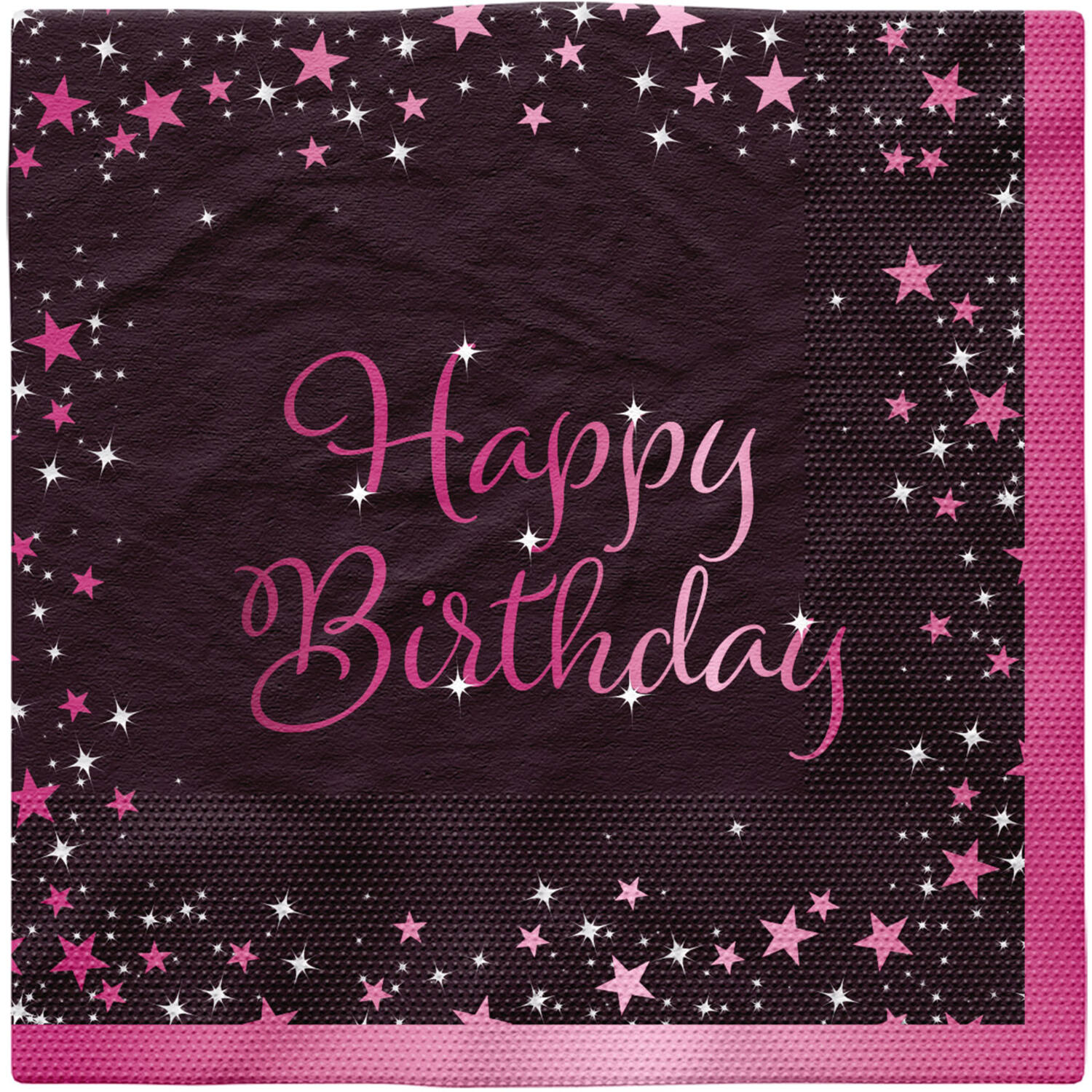 16 Napkins Starlight Birthday Pink Happy Birthday 33 x 33 cm