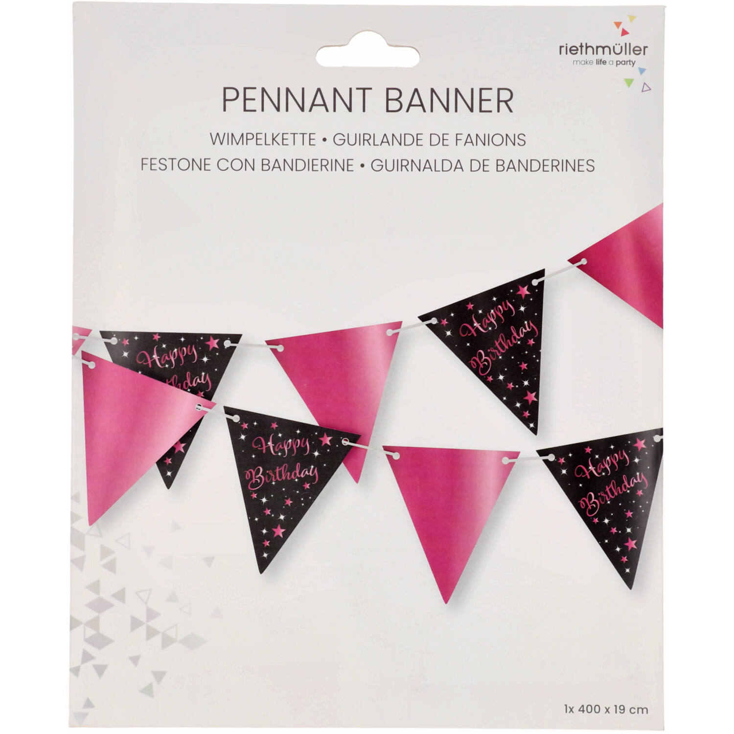 Pennant Banner Starlight Birthday Pink Papier 400 x 19 cm