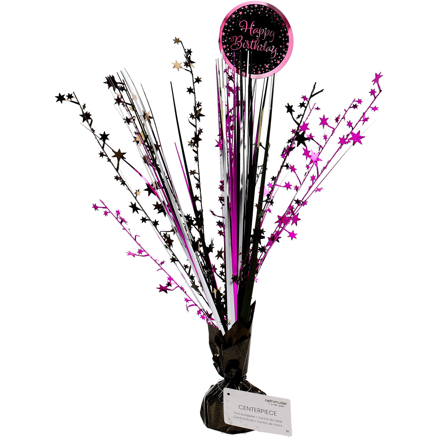 Spray Centrepiece Starlight Birthday Pink Foil / Paper 45.7 cm