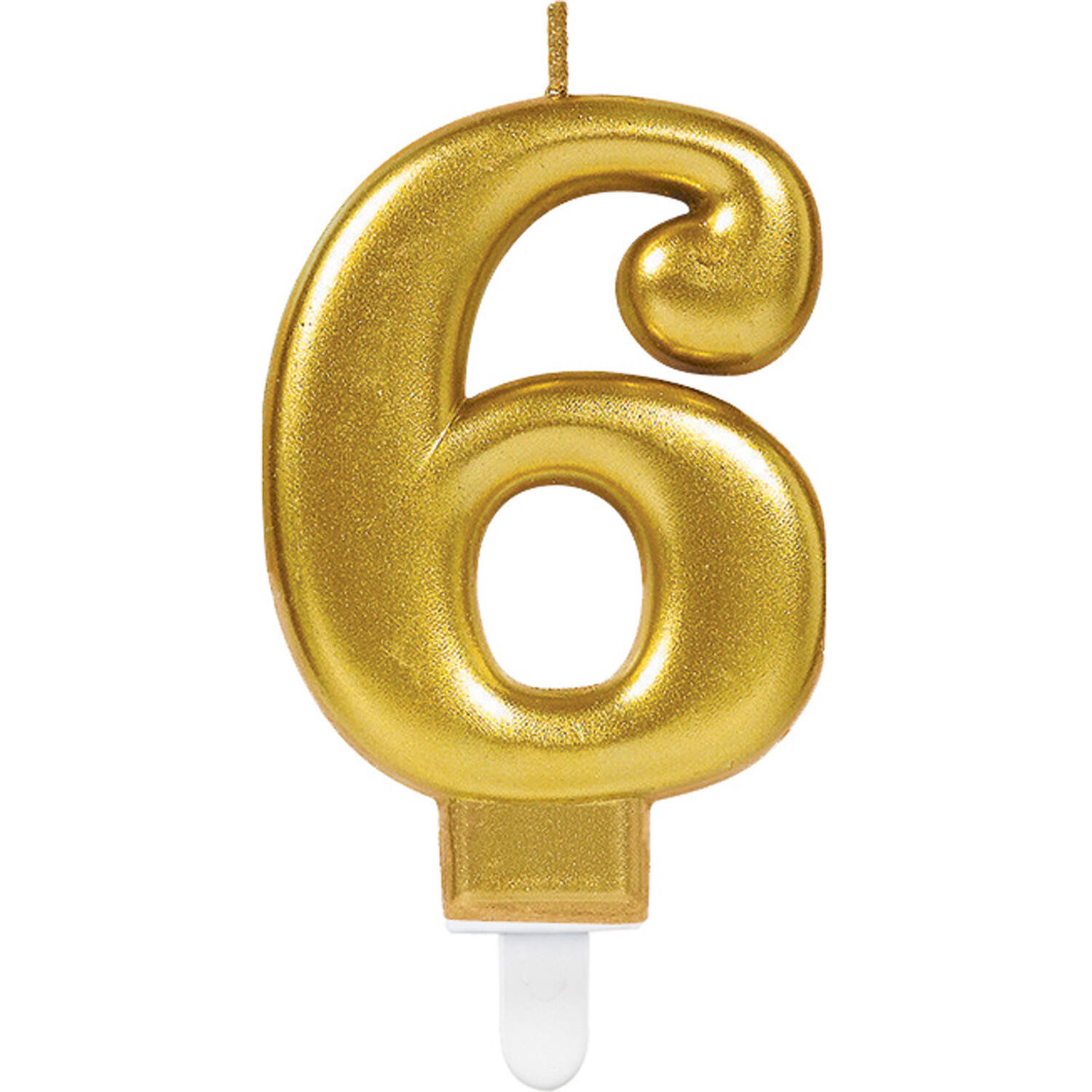Number Candle 6 Starlight Birthday Gold Height 9.3 cm