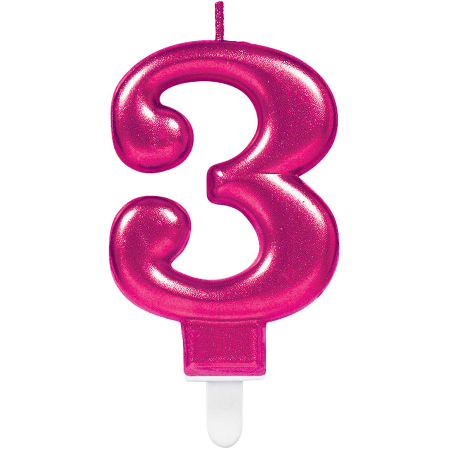 Number Candle 3 Starlight Birthday Pink Height 9.3 cm