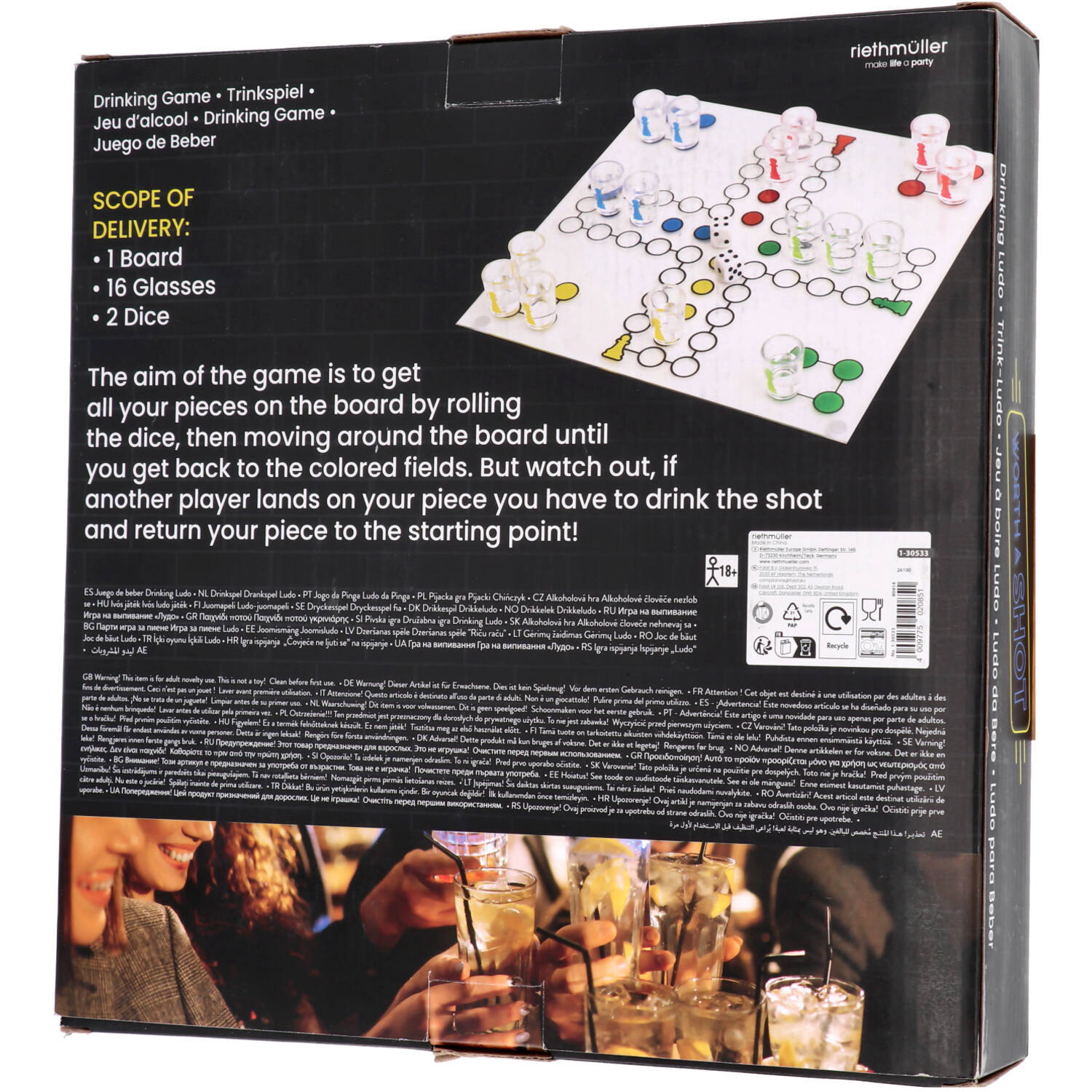 Drinking Game Drinking Ludo 19 Pieces Plastic