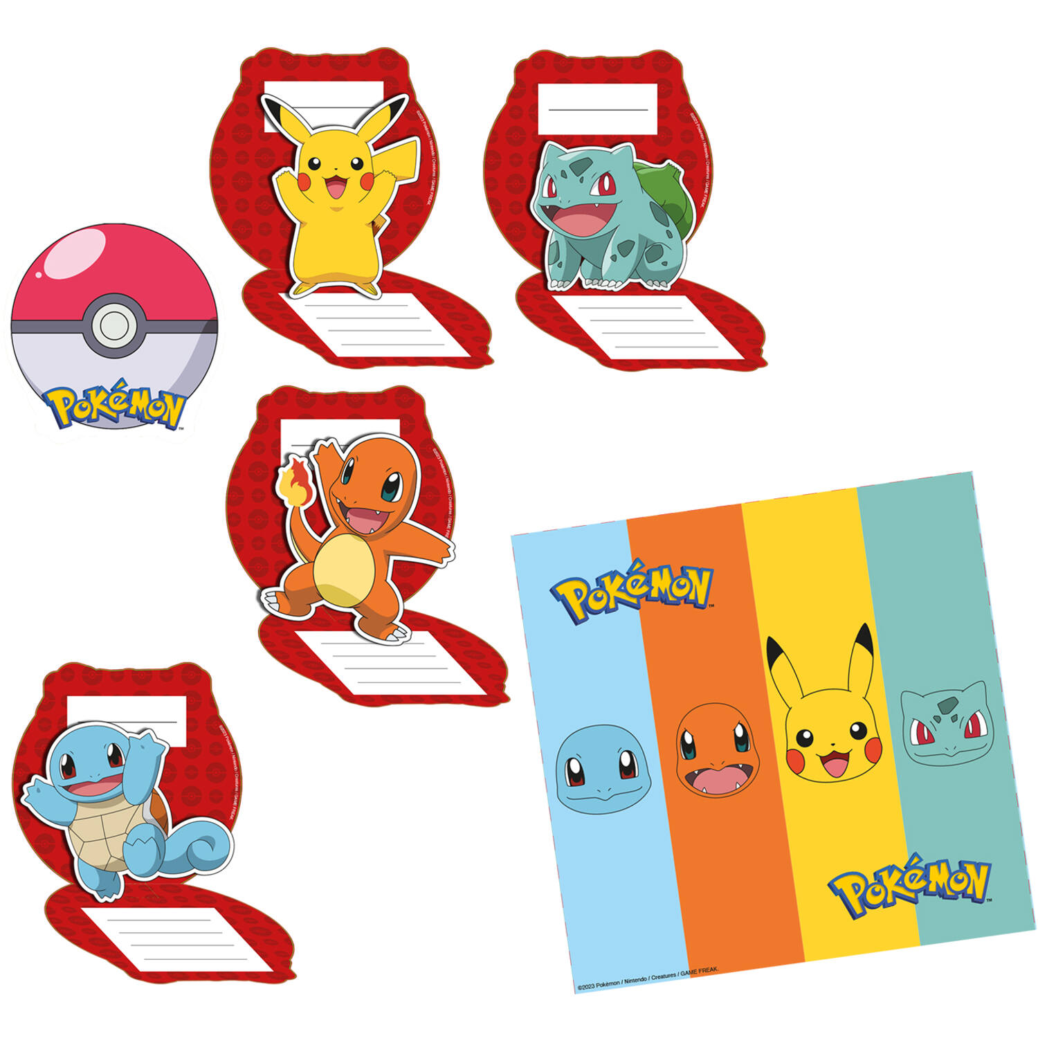 8 Invitations & Envelopes Pokémon 2024 Paper 11.5 x 11.5 cm