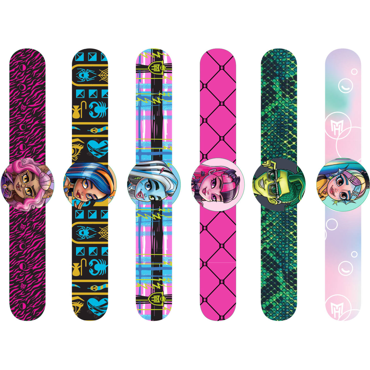 8 Slap Bracelets Monster High 22 cm x 3 cm