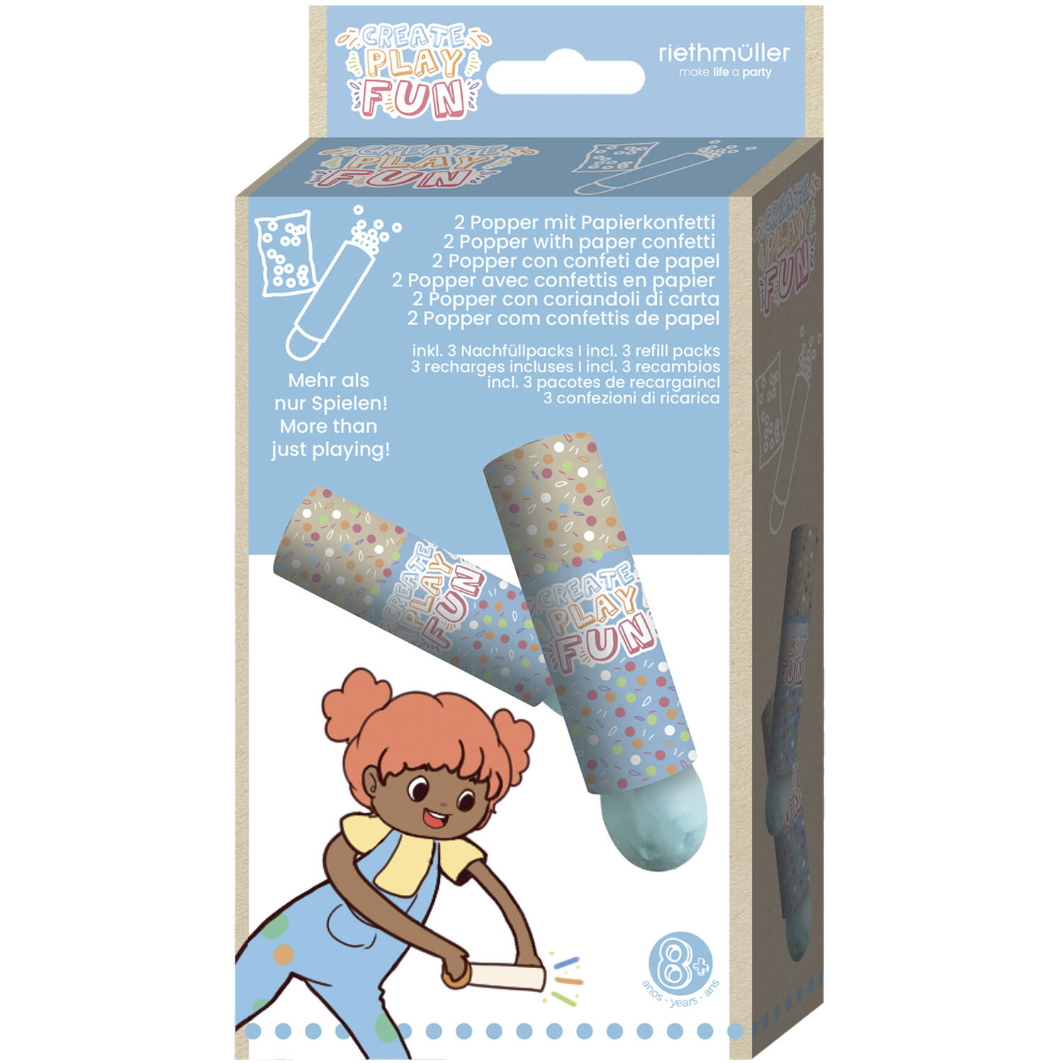 2 balloon confetti poppers with colourful paper confetti, reusable