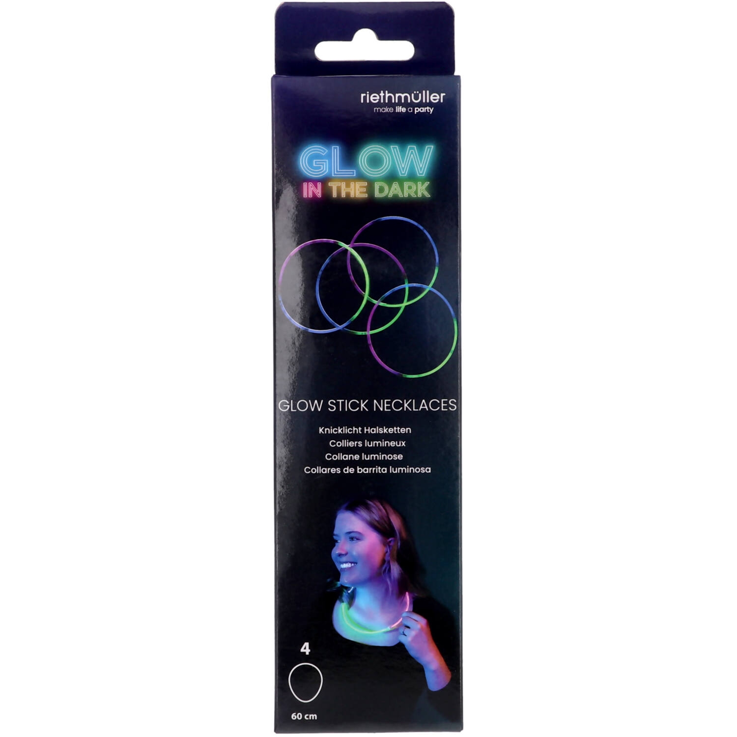Glow in the Dark Necklaces - Tricolour - 4 pieces