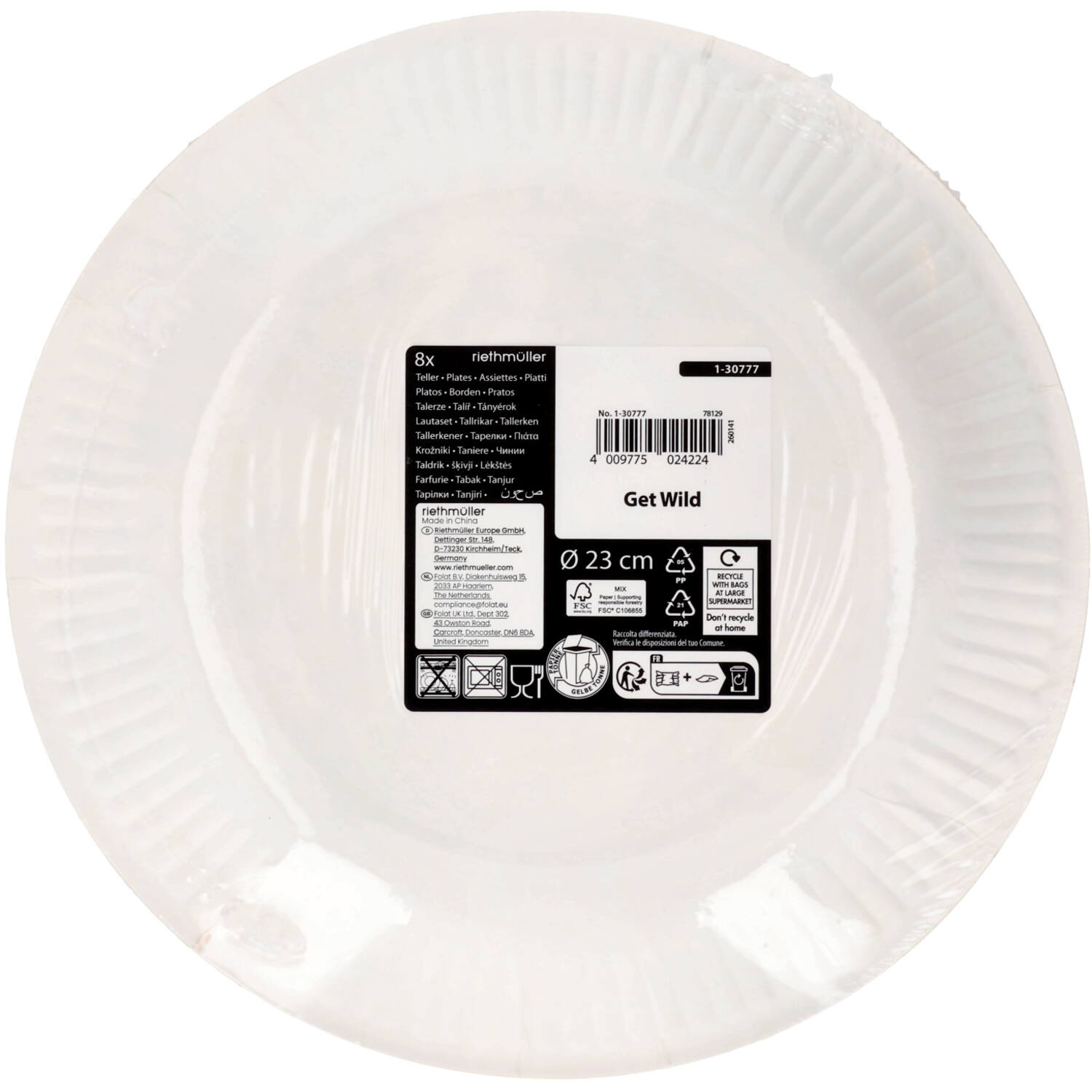 8 Plates Get Wild Round Paper 23 cm