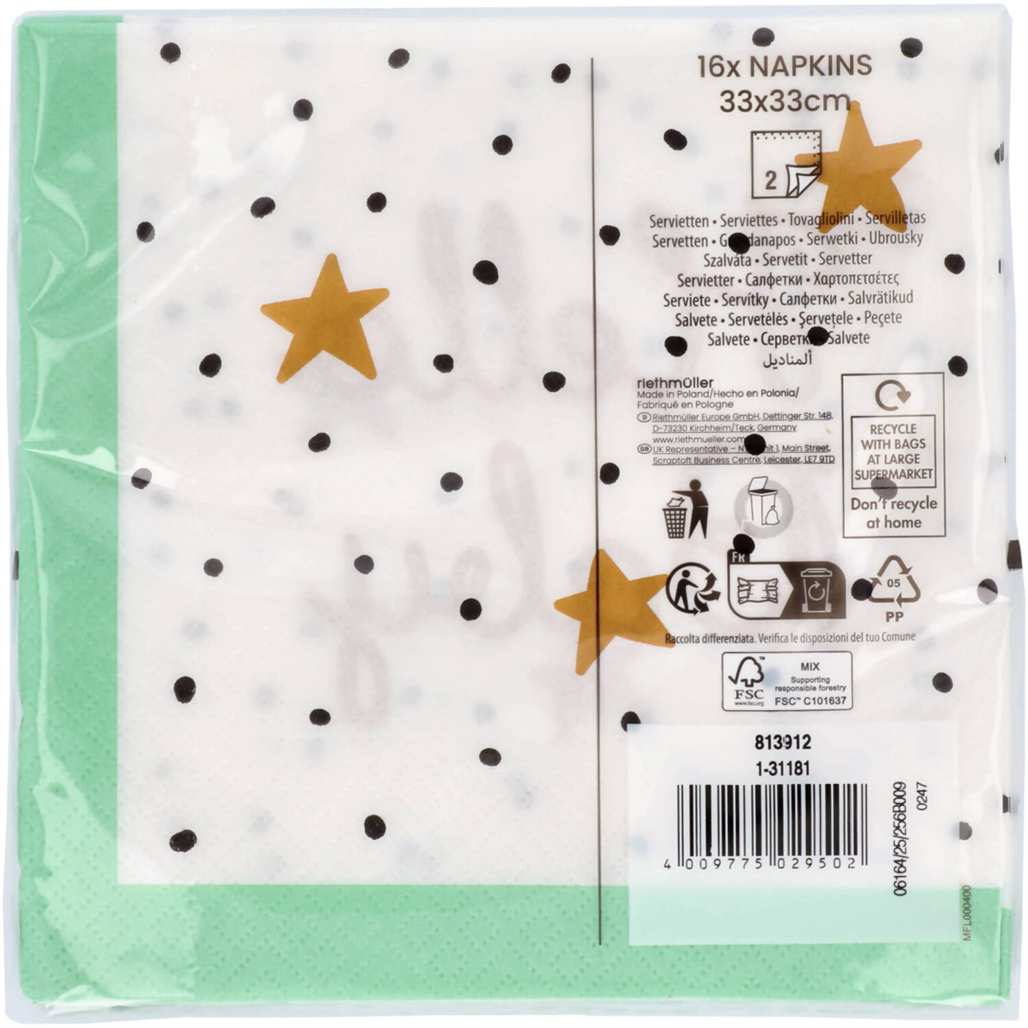 16 Napkins Hello Baby 33 x 33 cm